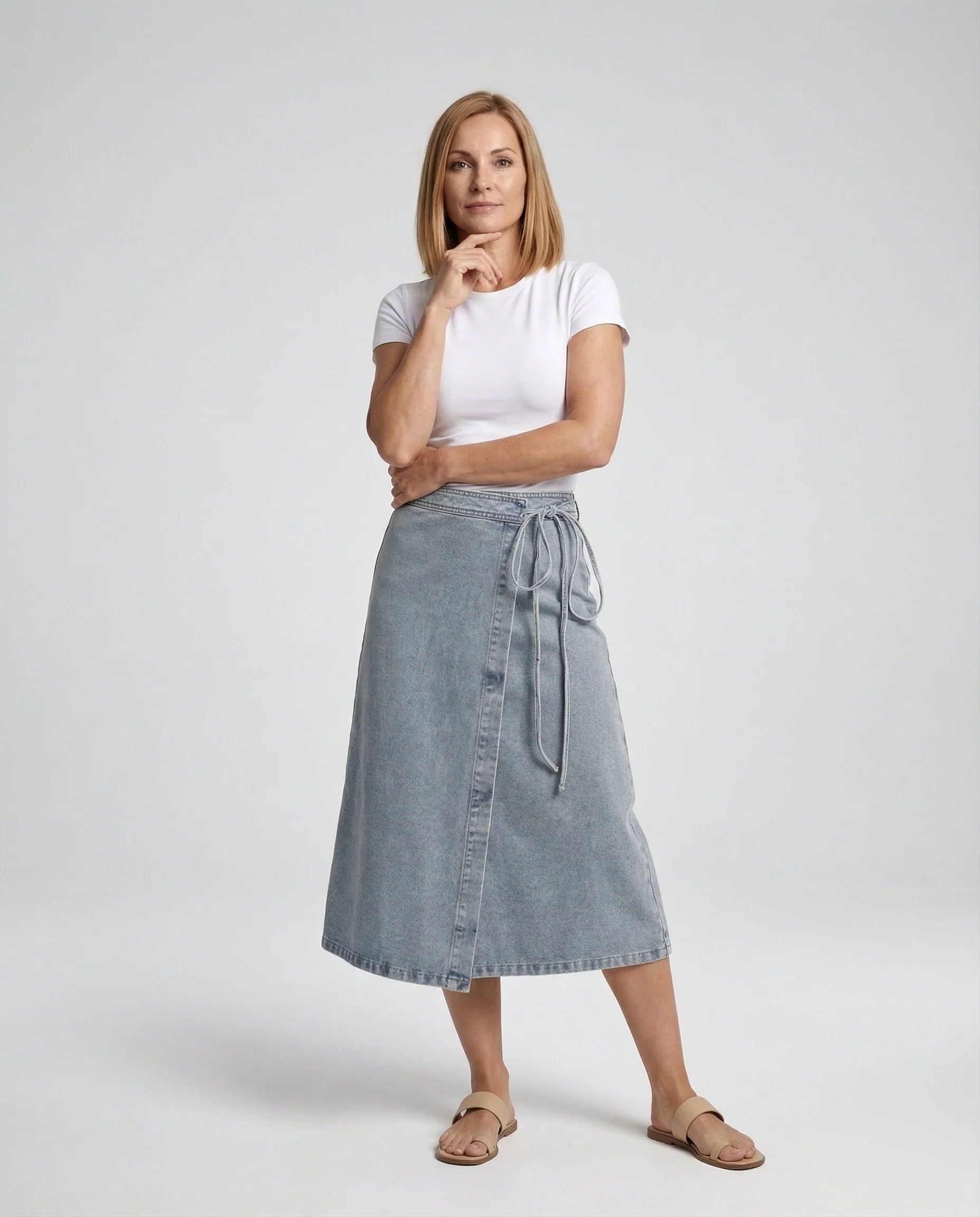 Jeans Wickelrock Damen Hoher Bund