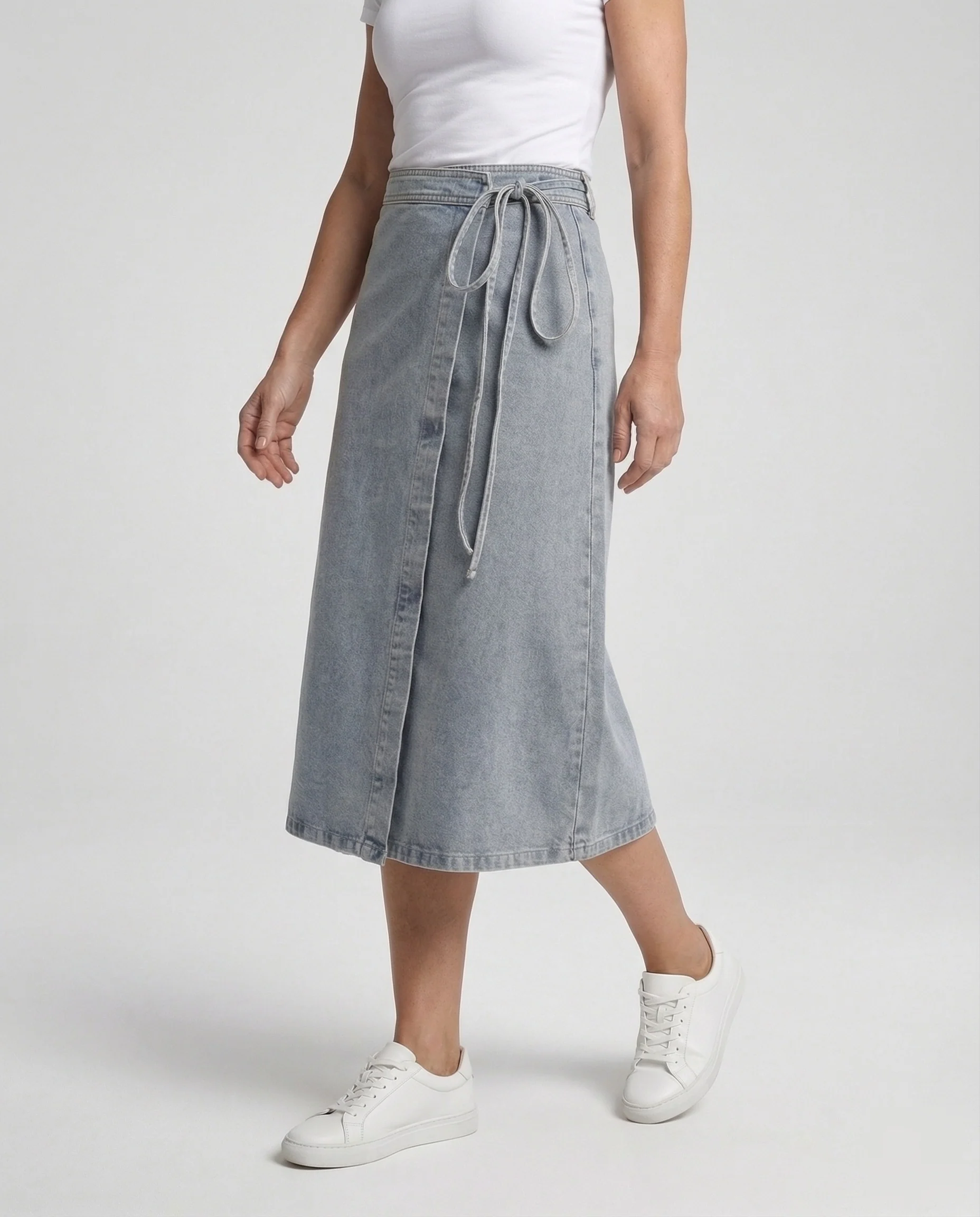 Jeans Wickelrock Damen Hoher Bund - Image 2