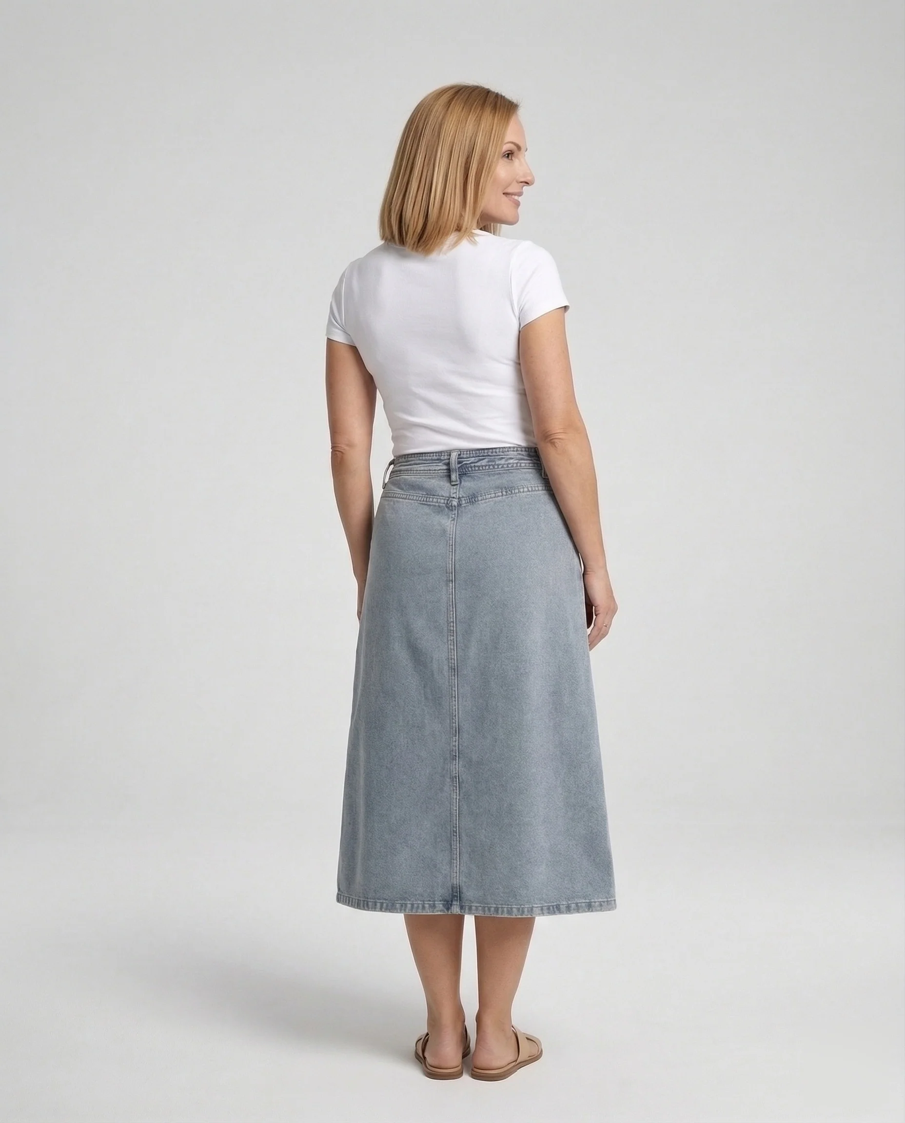 Jeans Wickelrock Damen Hoher Bund - Image 4