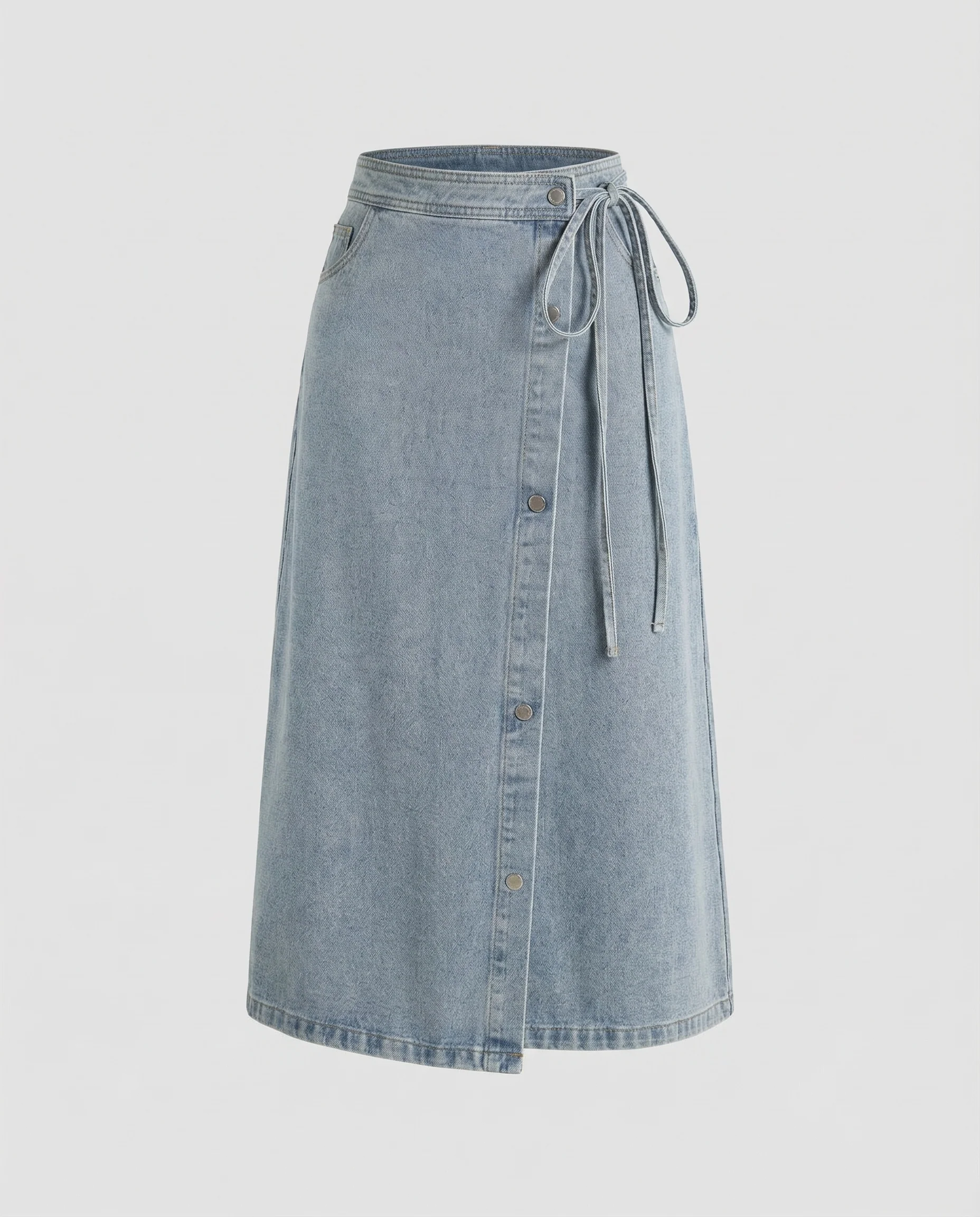 Jeans Wickelrock Damen Hoher Bund - Image 5