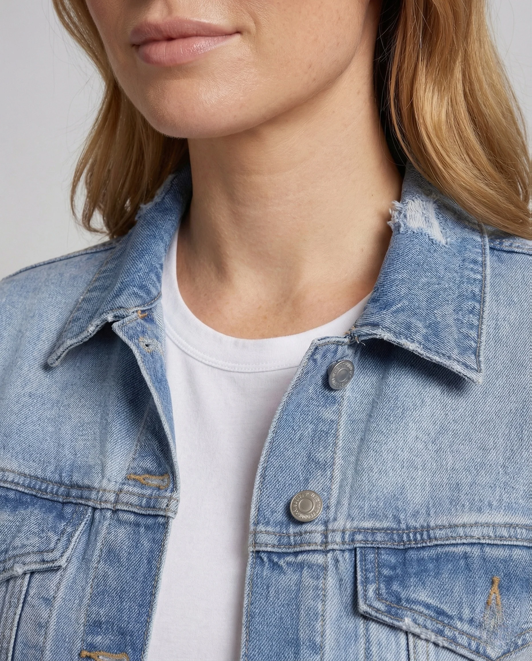 Damen Jeansjacke Patchwork Kurz - Image 3