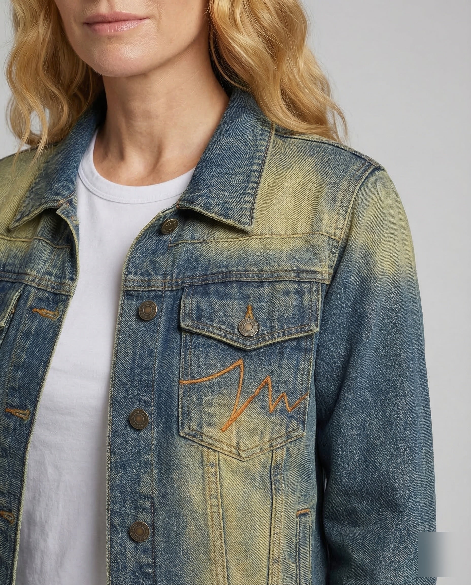 Damen Jeansjacke Used Stickerei - Image 3