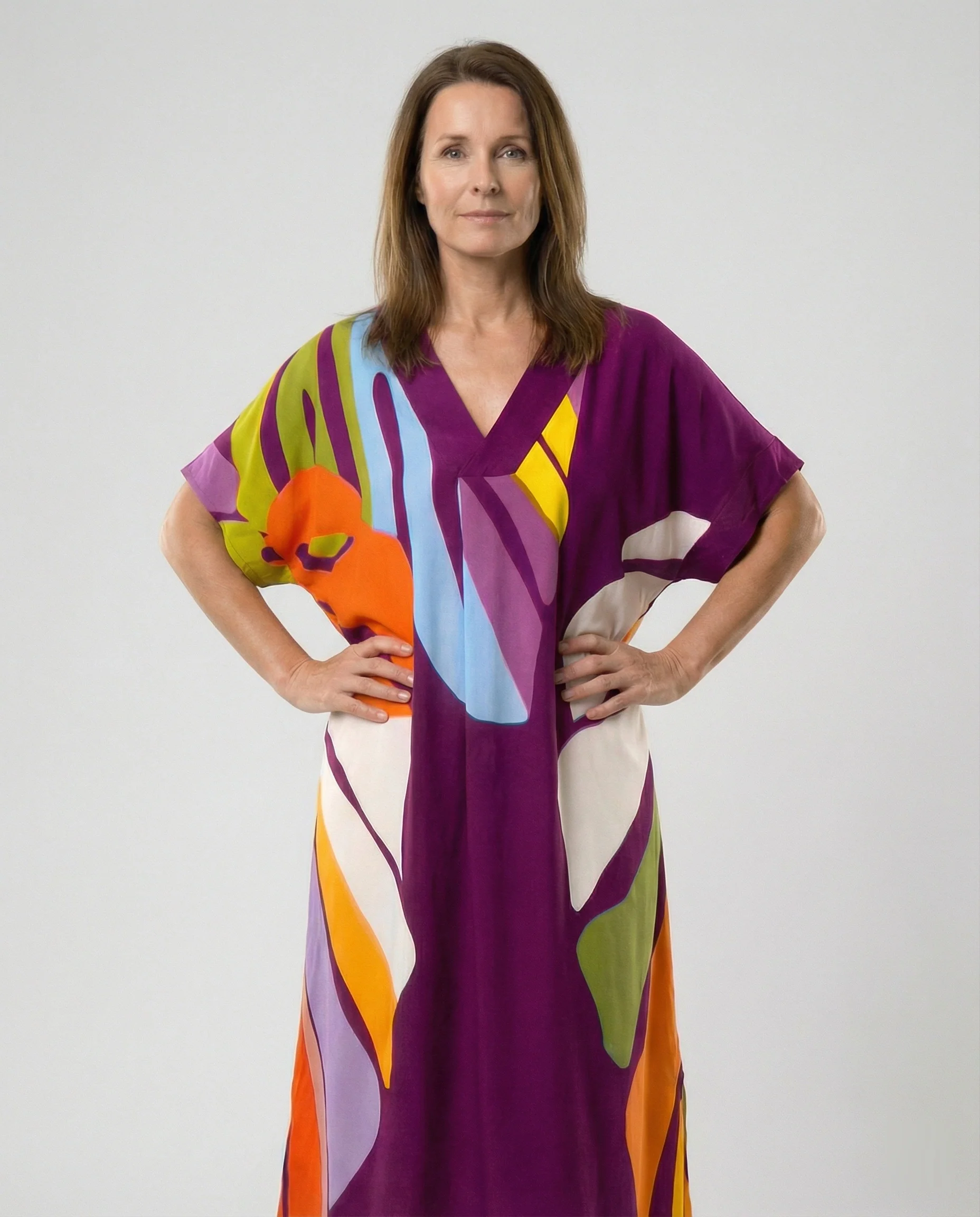 Damen Kaftan Midikleid Print - Image 7