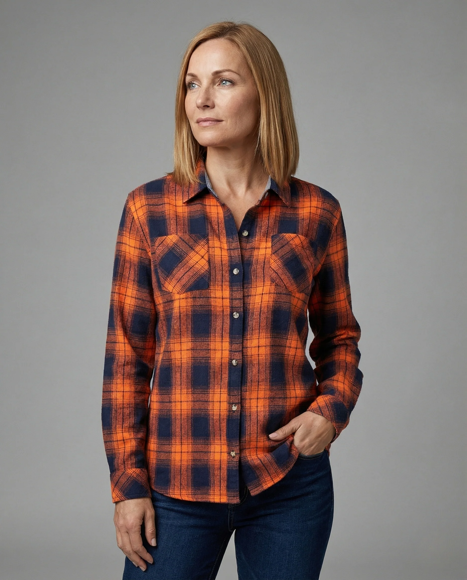 Damen Flanellhemd Knotenfront - Image 2