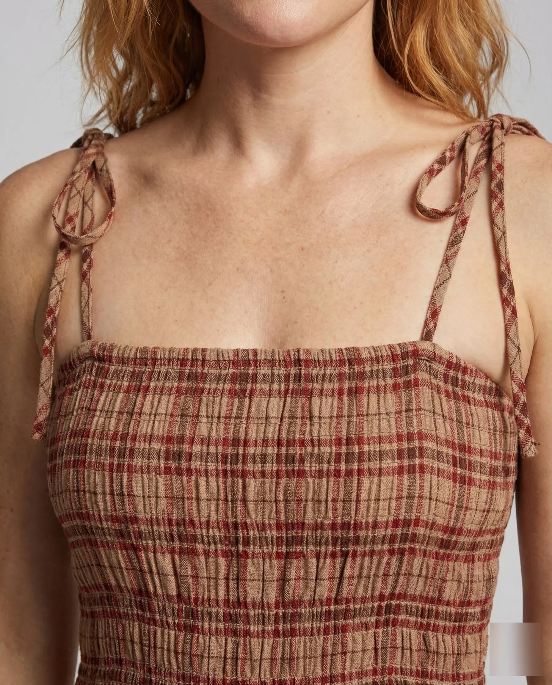 Damen Maxikleid Karo Gesmokt - Image 3