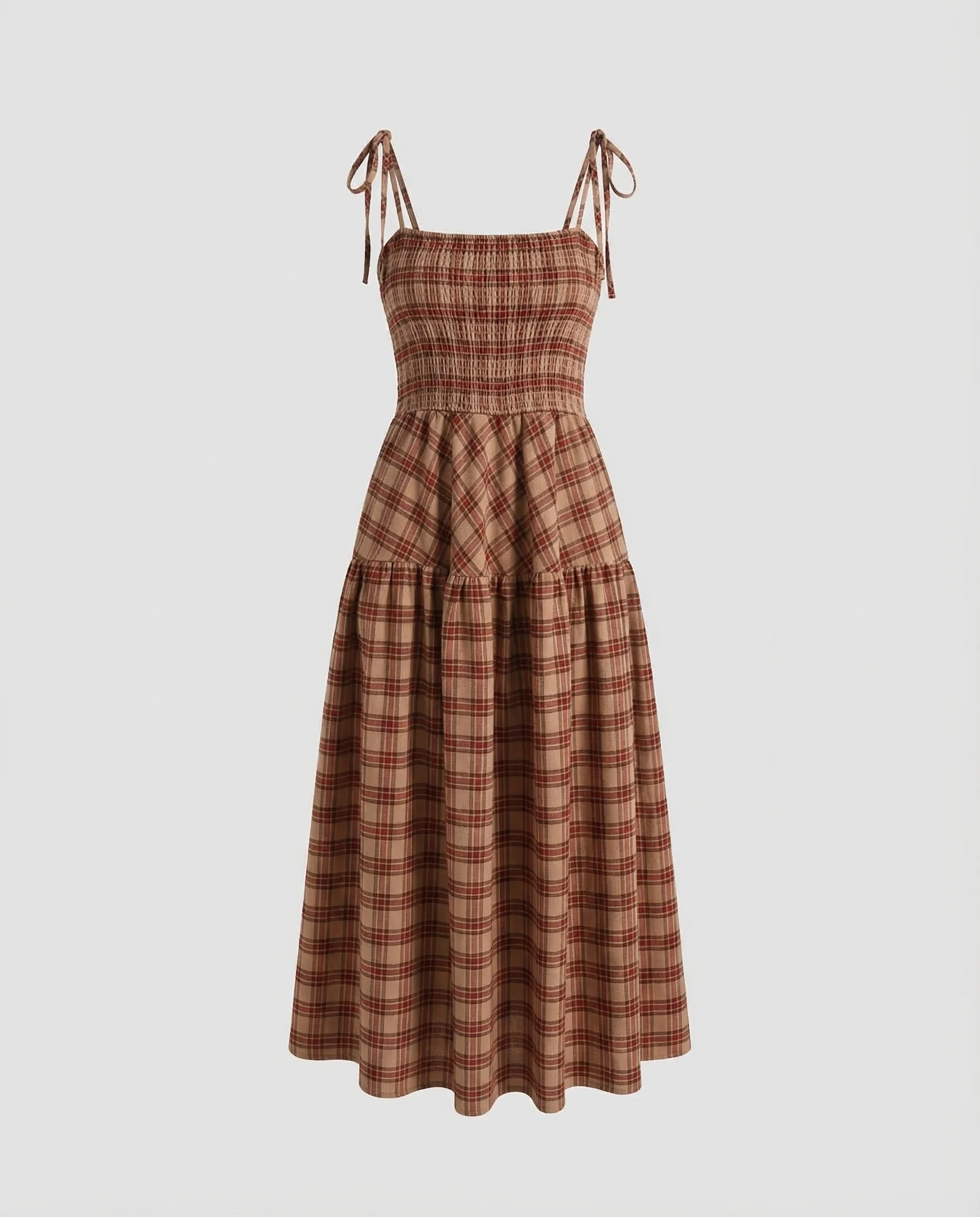 Damen Maxikleid Karo Gesmokt - Image 5