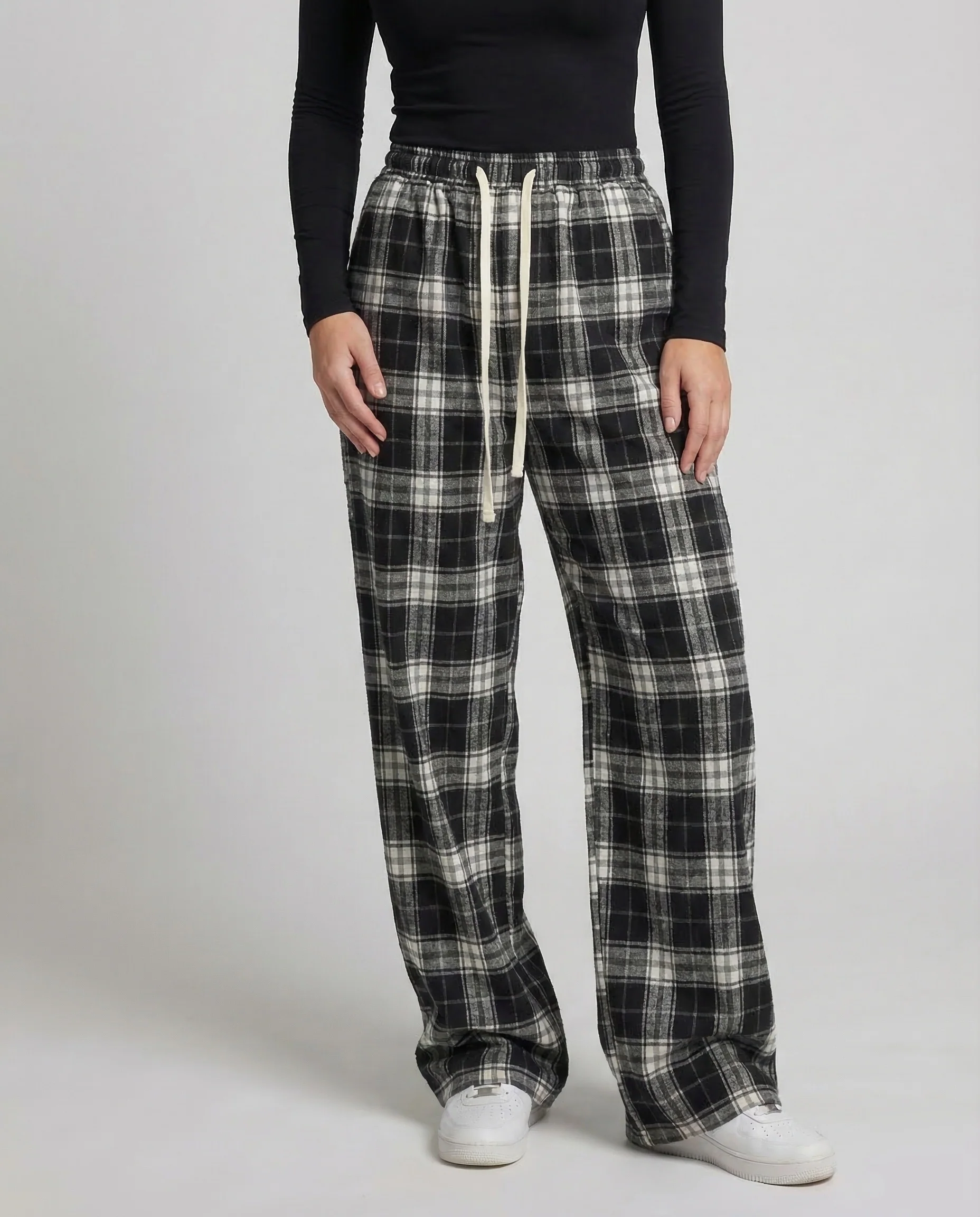 Damen Karohose Weit Tunnelzug - Image 2