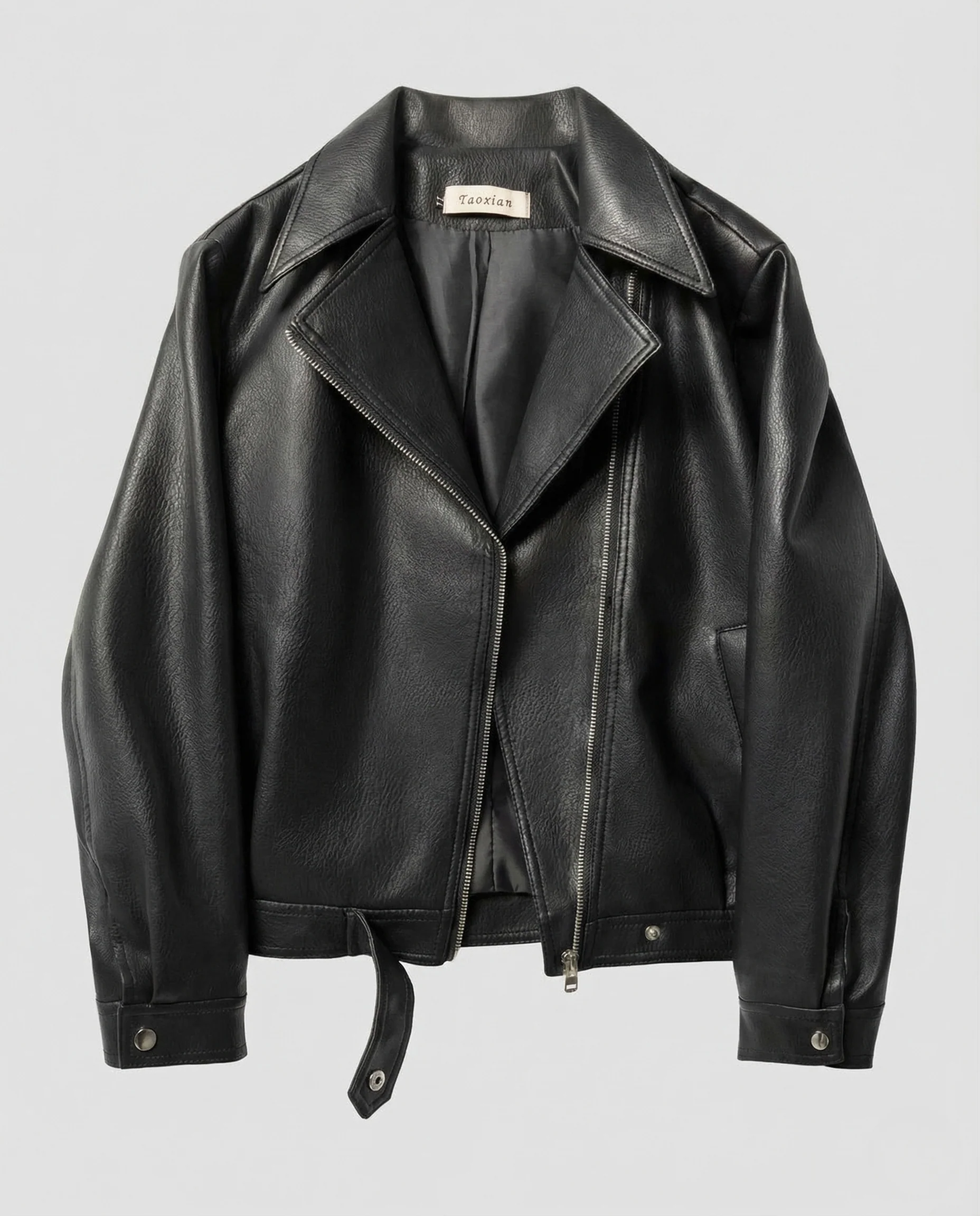 Damen Kunstleder Bikerjacke Kastig Revers - Image 5