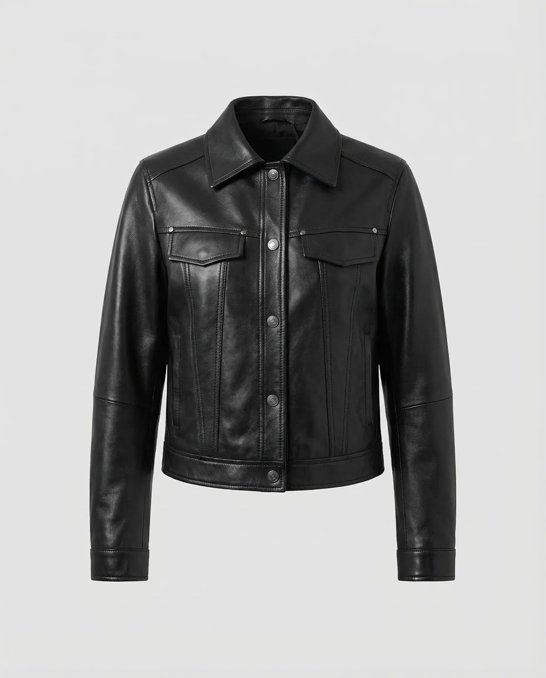 Damen Kunstleder Truckerjacke Boxy - Image 5