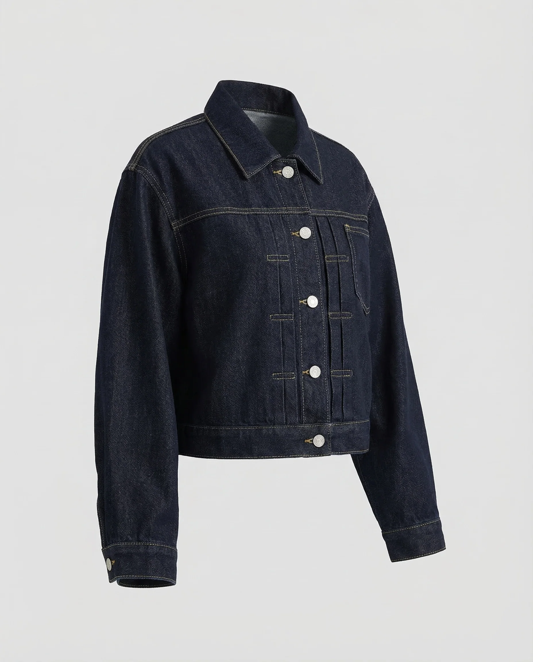 Damen Jeansjacke Cropped Ballonärmel - Image 4