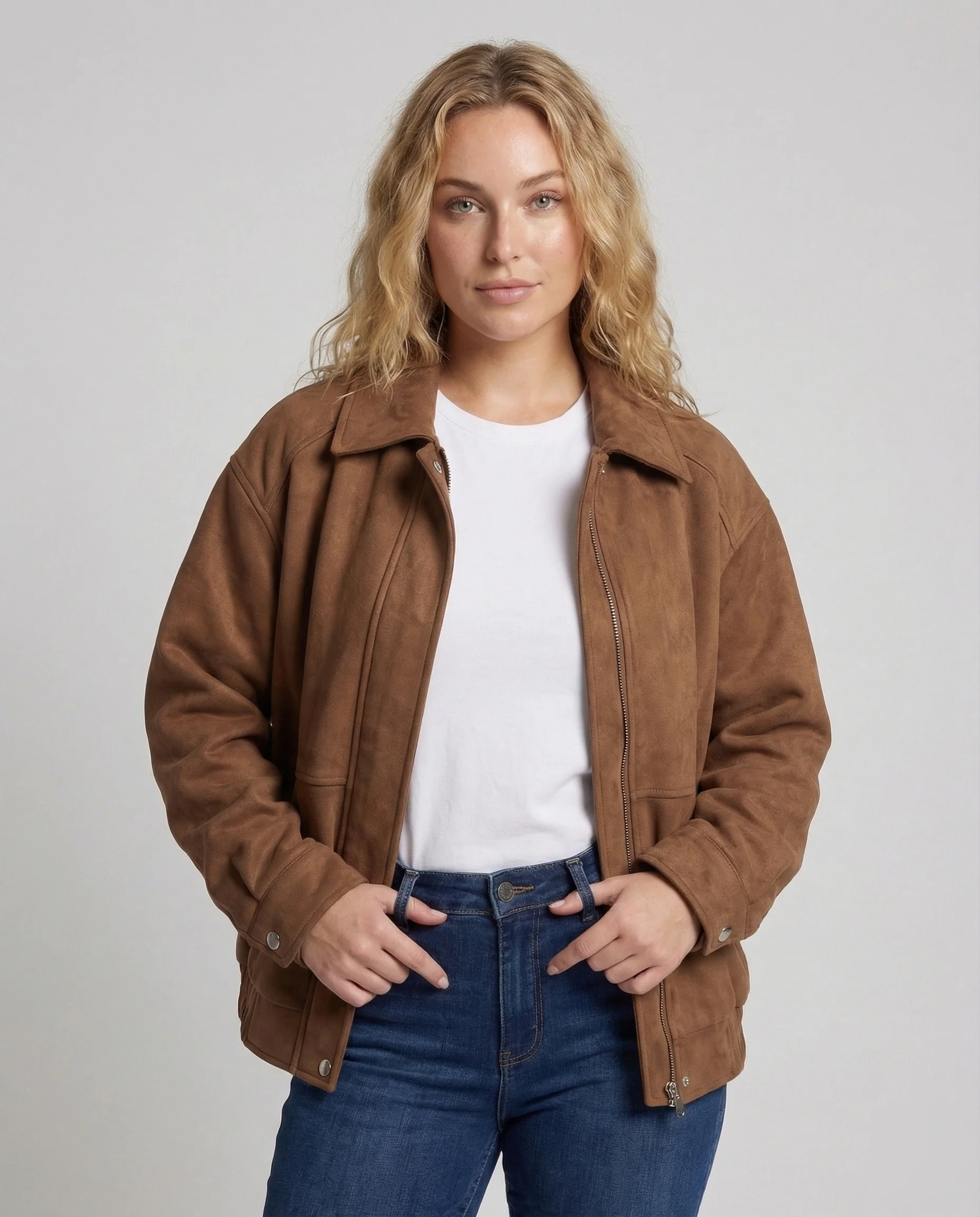 Damen Velours Flightjacke Revers - Image 2