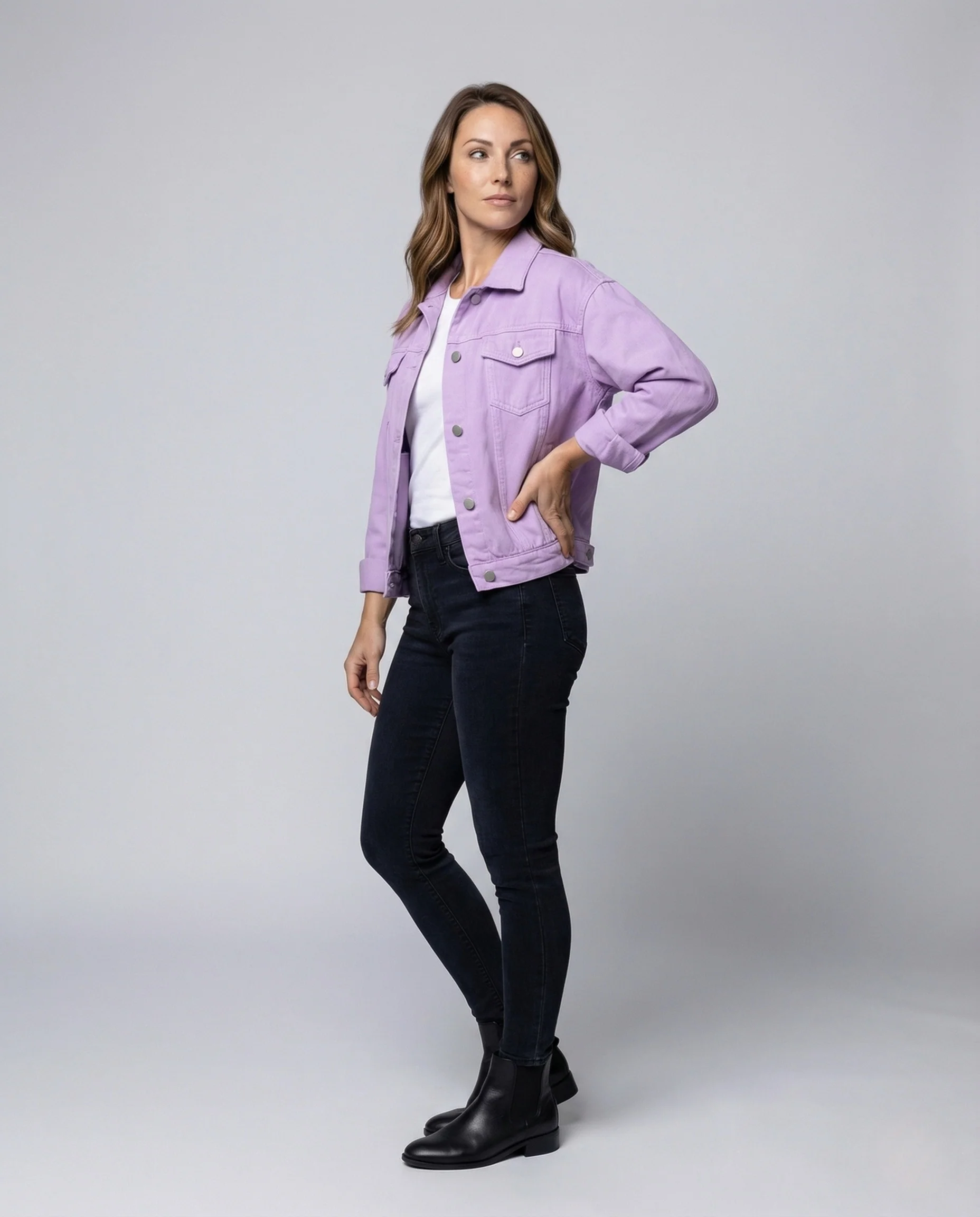 Damen Jeansjacke Oversize Brusttaschen