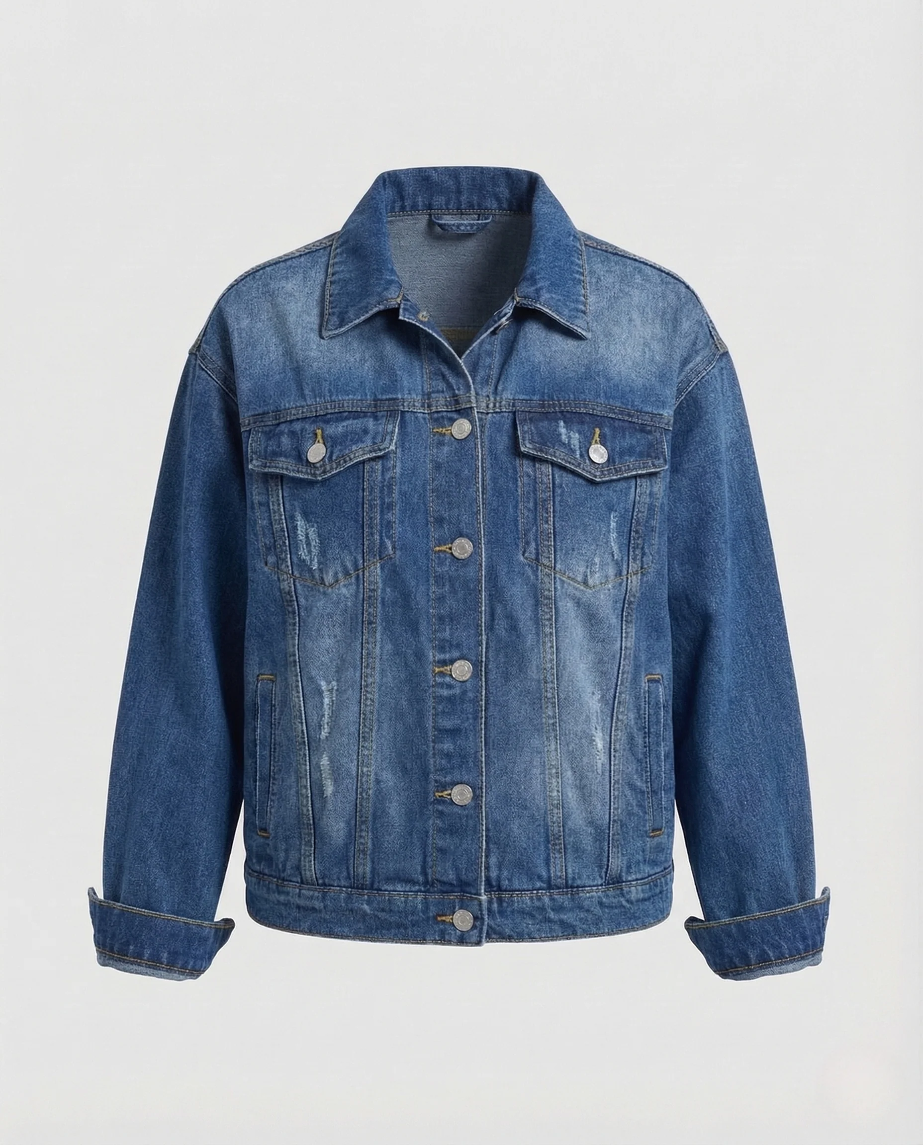 Damen Jeansjacke Oversize Brusttaschen - Image 12