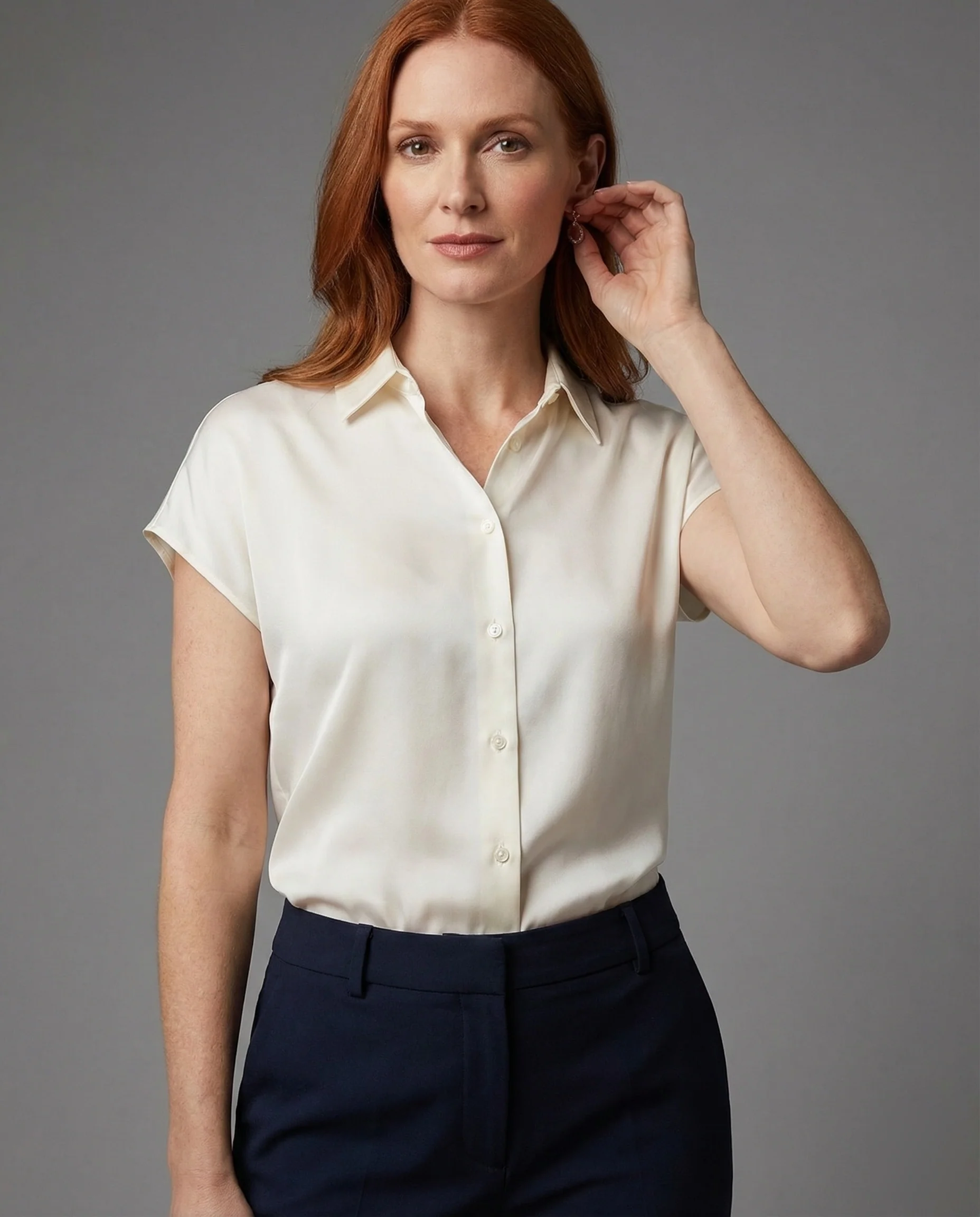 Damen Klassische Kurzarm Hemdbluse - Image 2