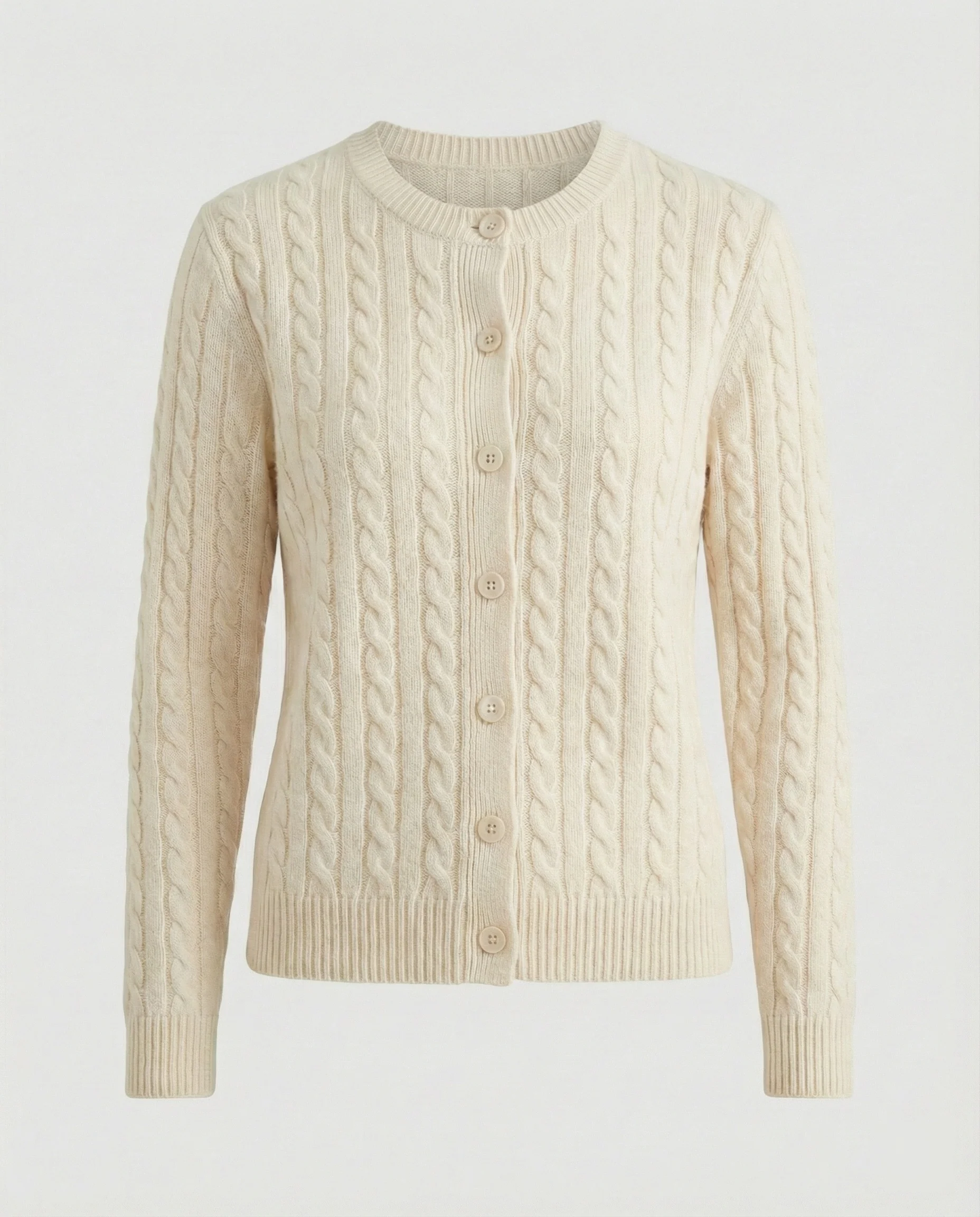 Damen klassische Zopfmuster-Strickjacke mit Rundhalsausschnitt und durchgehender Knopfleiste Heidi-Mode - Image 5