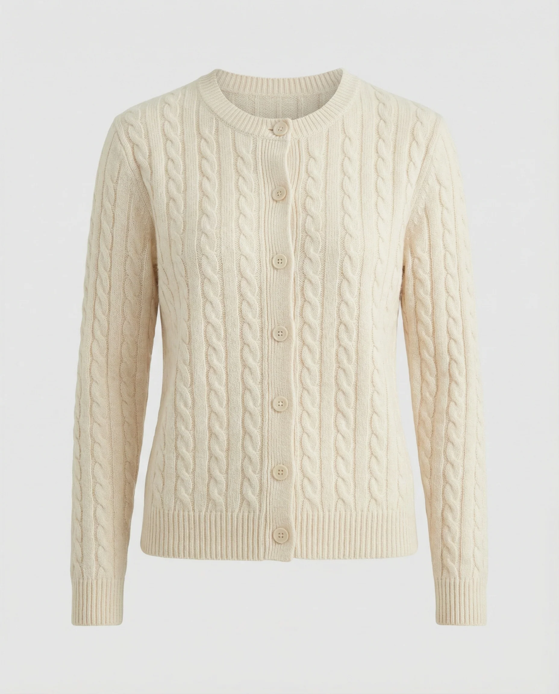 Damen klassische Zopfmuster-Strickjacke mit Rundhalsausschnitt und durchgehender Knopfleiste Heidi-Mode - Image 7