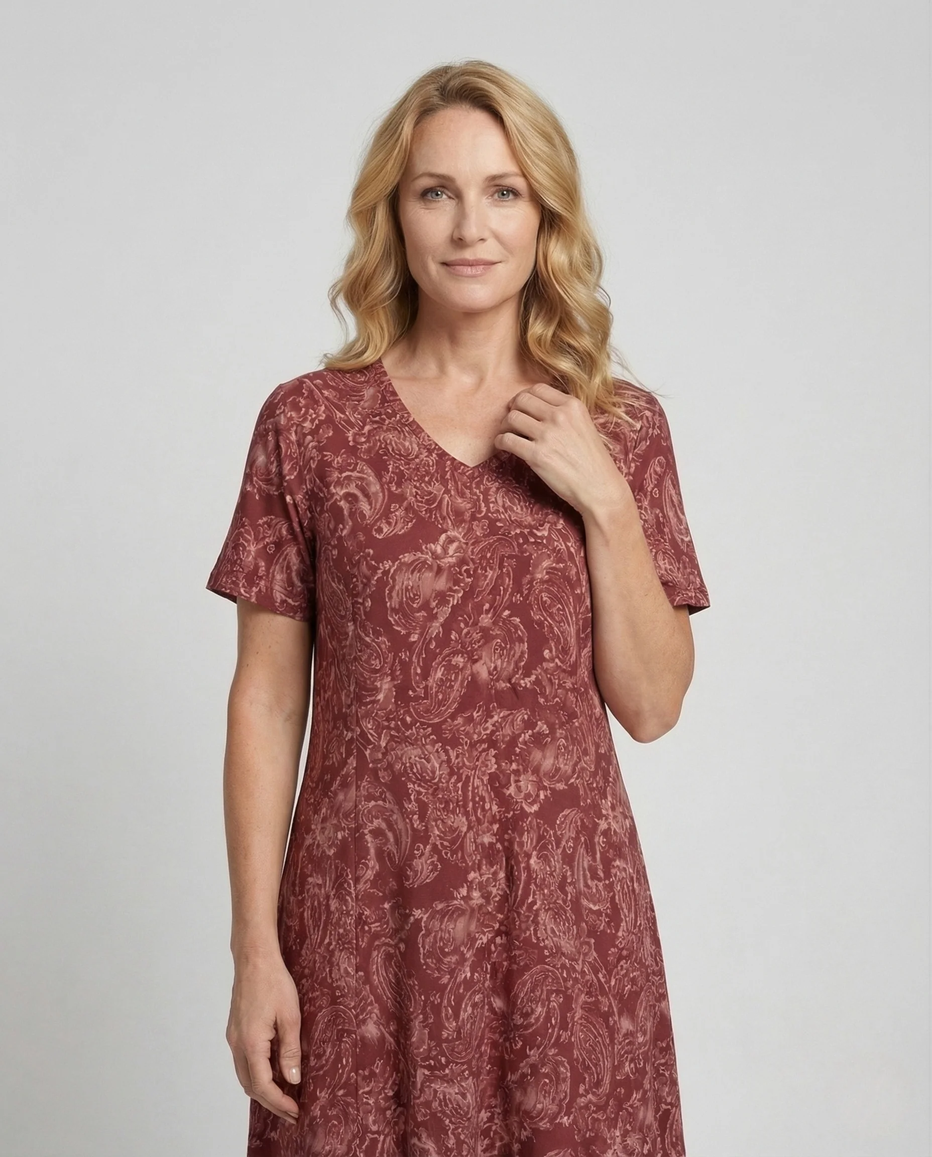 Damen Knielanges A-Linien Kleid mit Ornamentdruck - Image 2