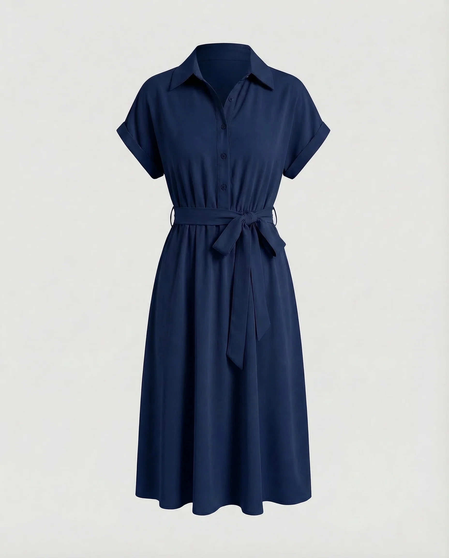 Damen Hemdkleid Knielang Gürtel - Image 7