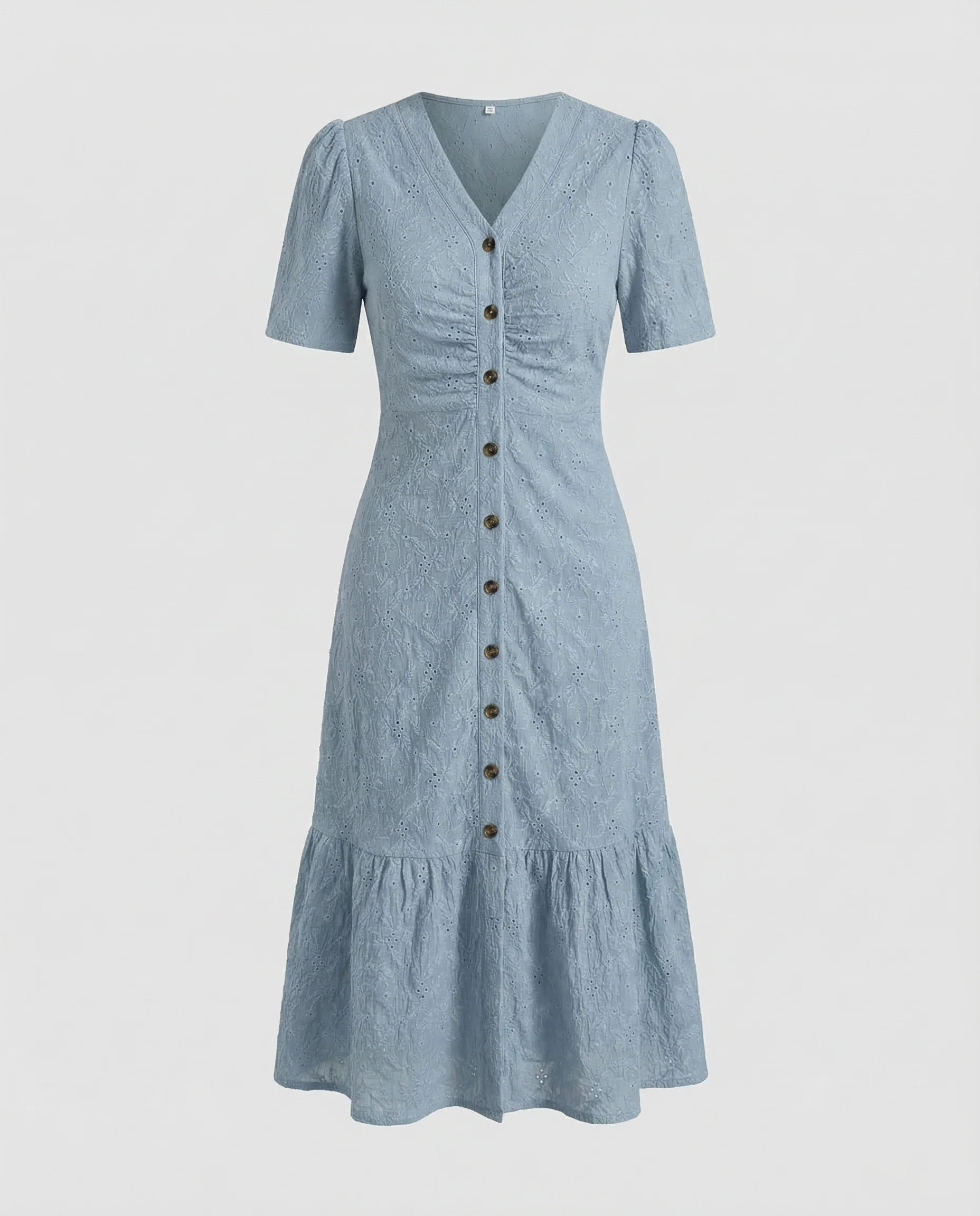 Damen Lochstickerei Kleid Knie - Image 5