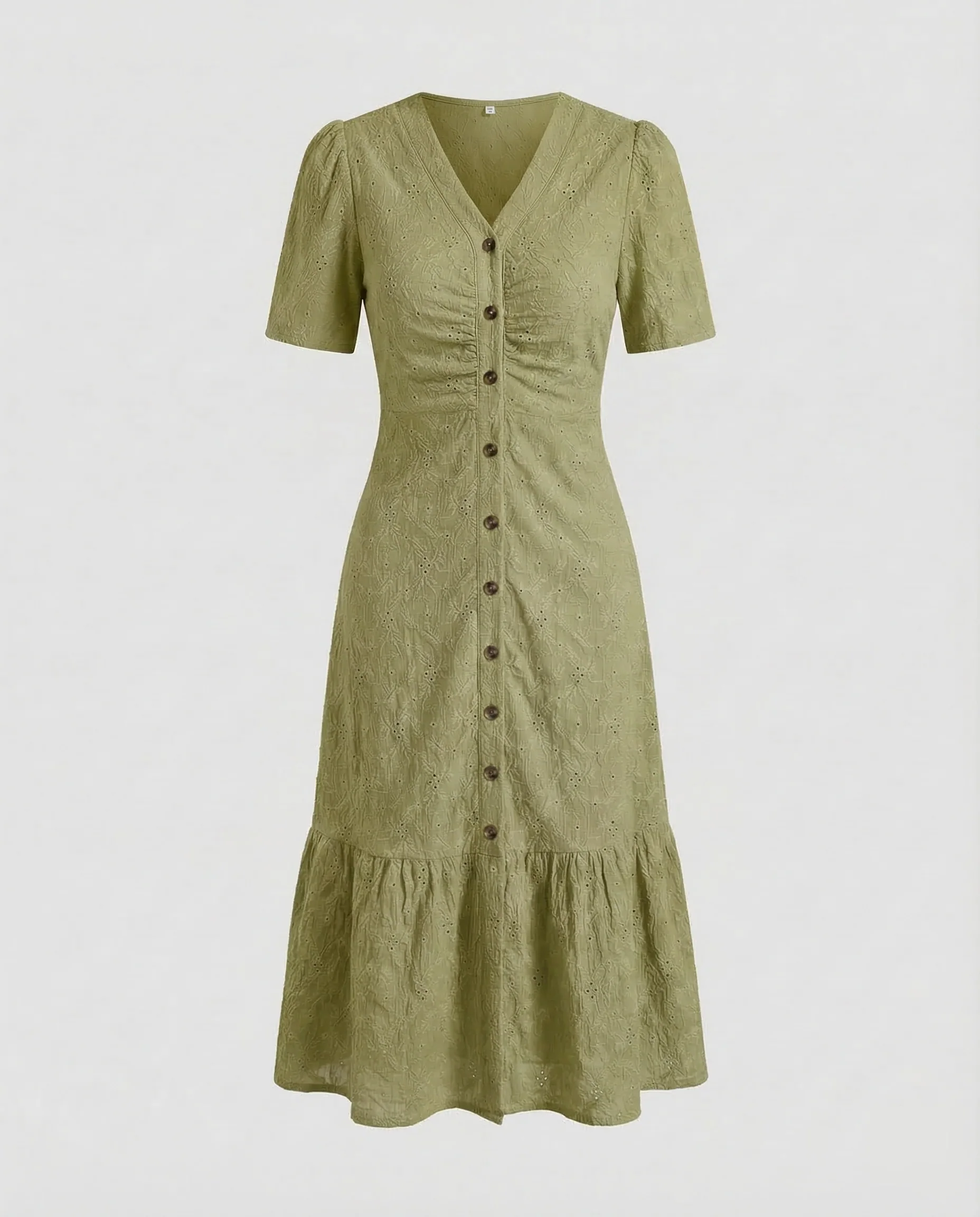 Damen Lochstickerei Kleid Knie - Image 7