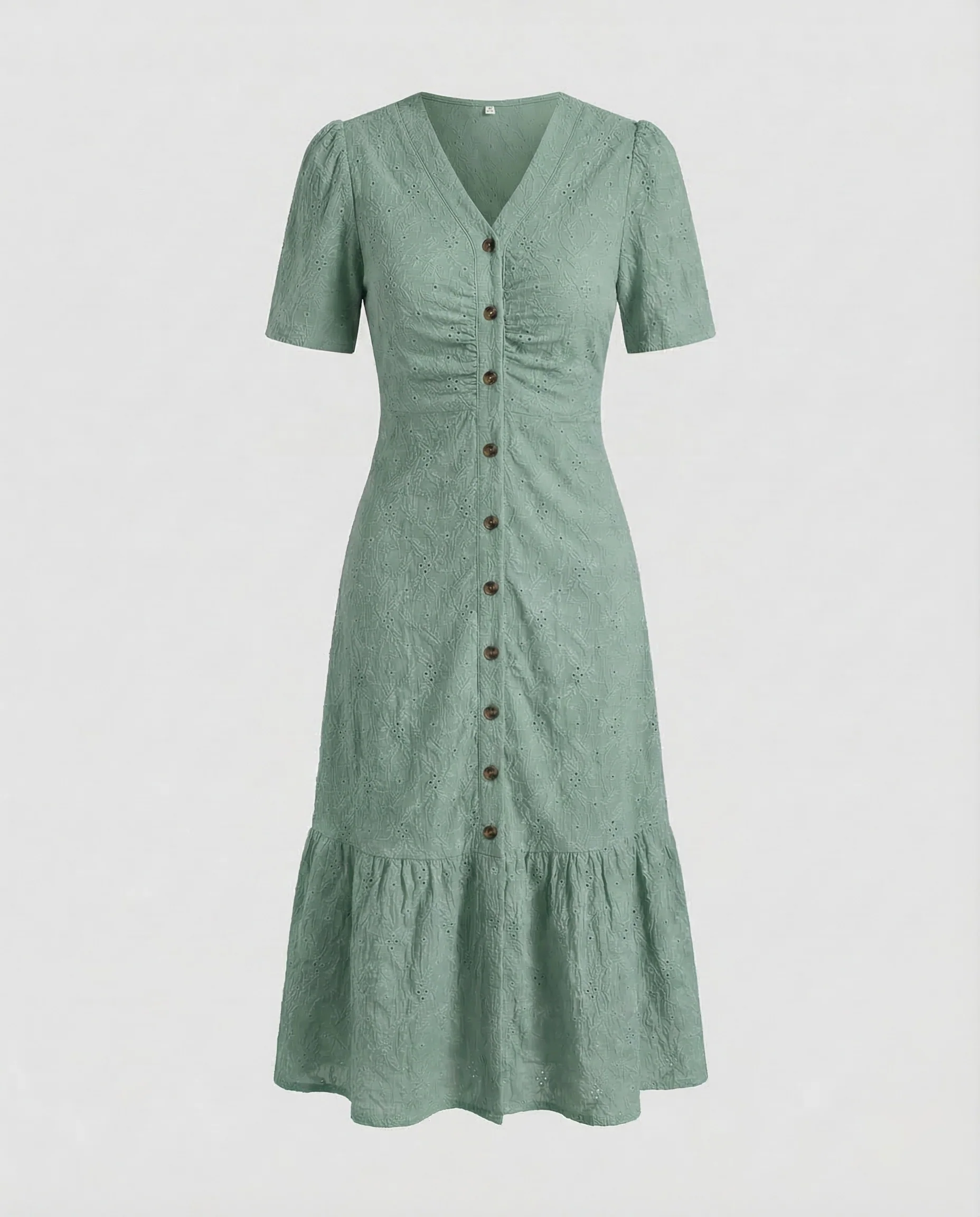 Damen Lochstickerei Kleid Knie - Image 8