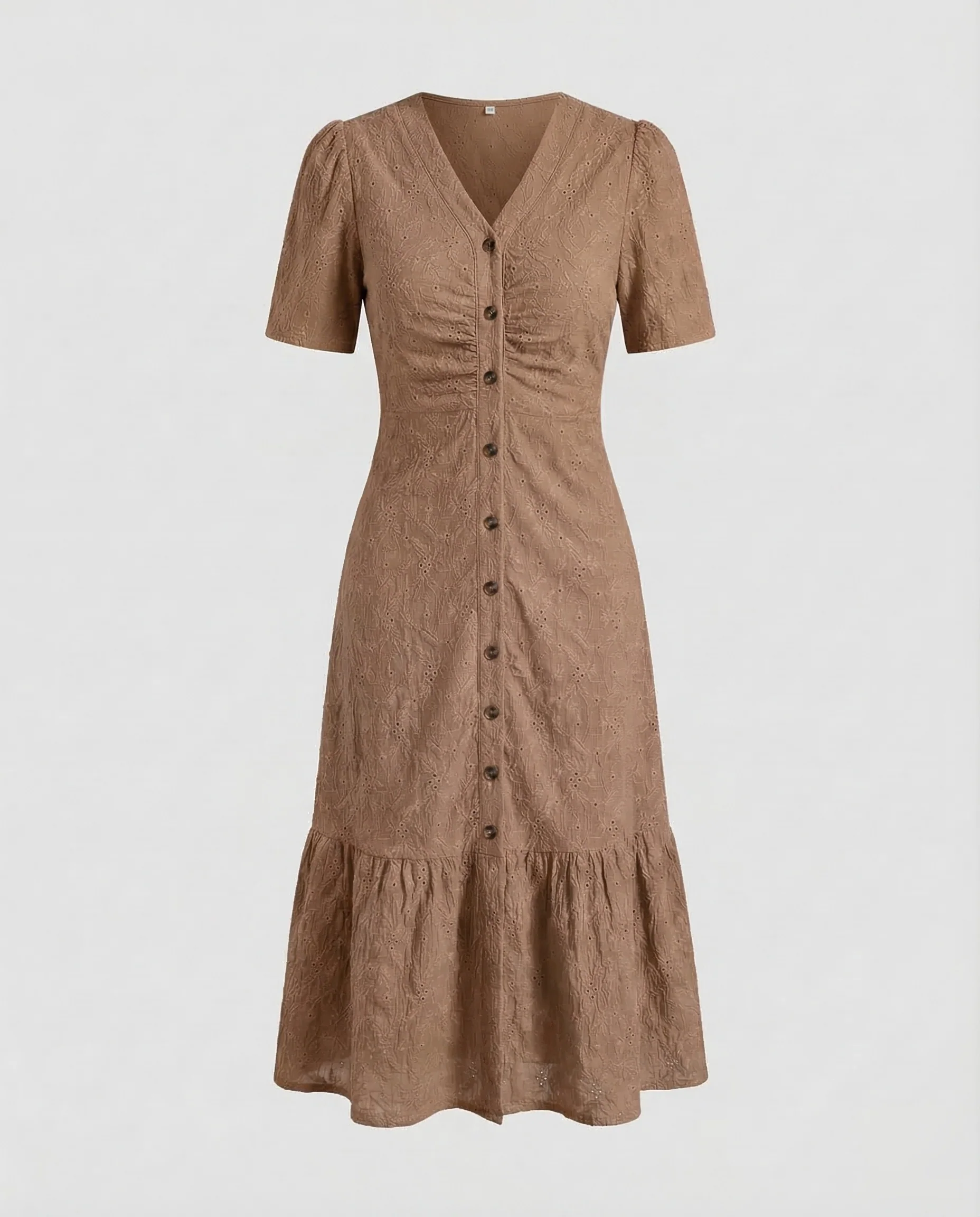 Damen Lochstickerei Kleid Knie - Image 9