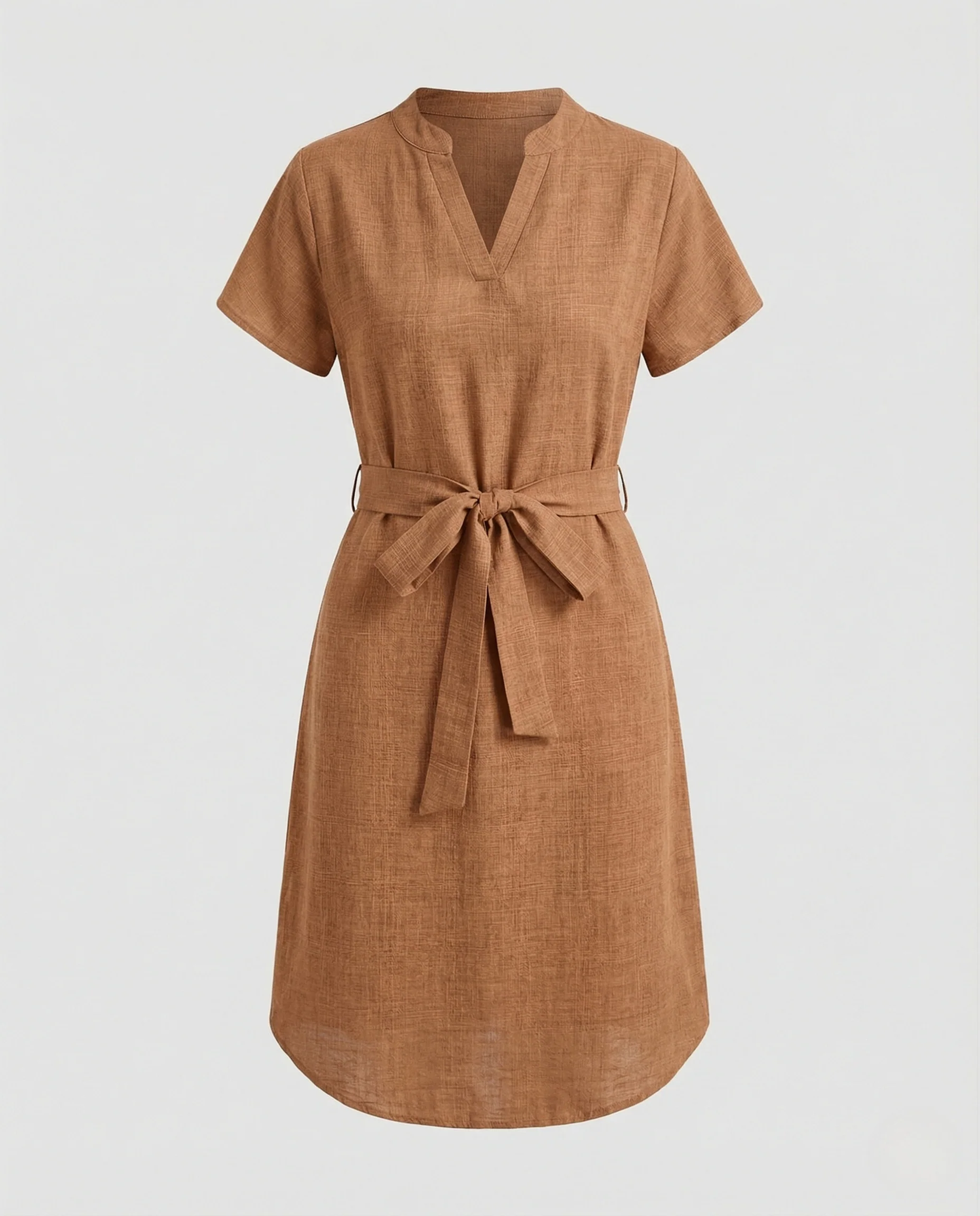 Freizeitkleid Damen Leinen Knielang - Image 5