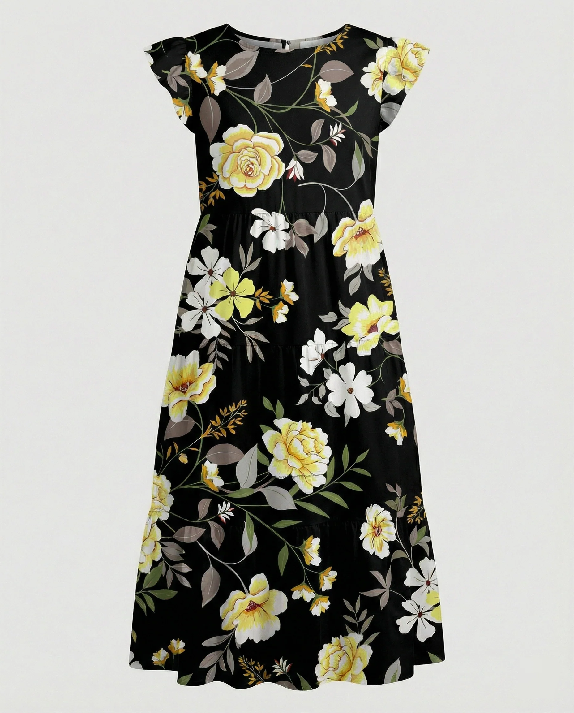 Damen Sommerkleid knielang mit Volant