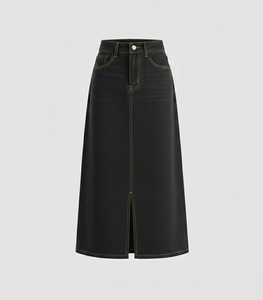 Maxirock Damen Jeans Schlitz - Image 6