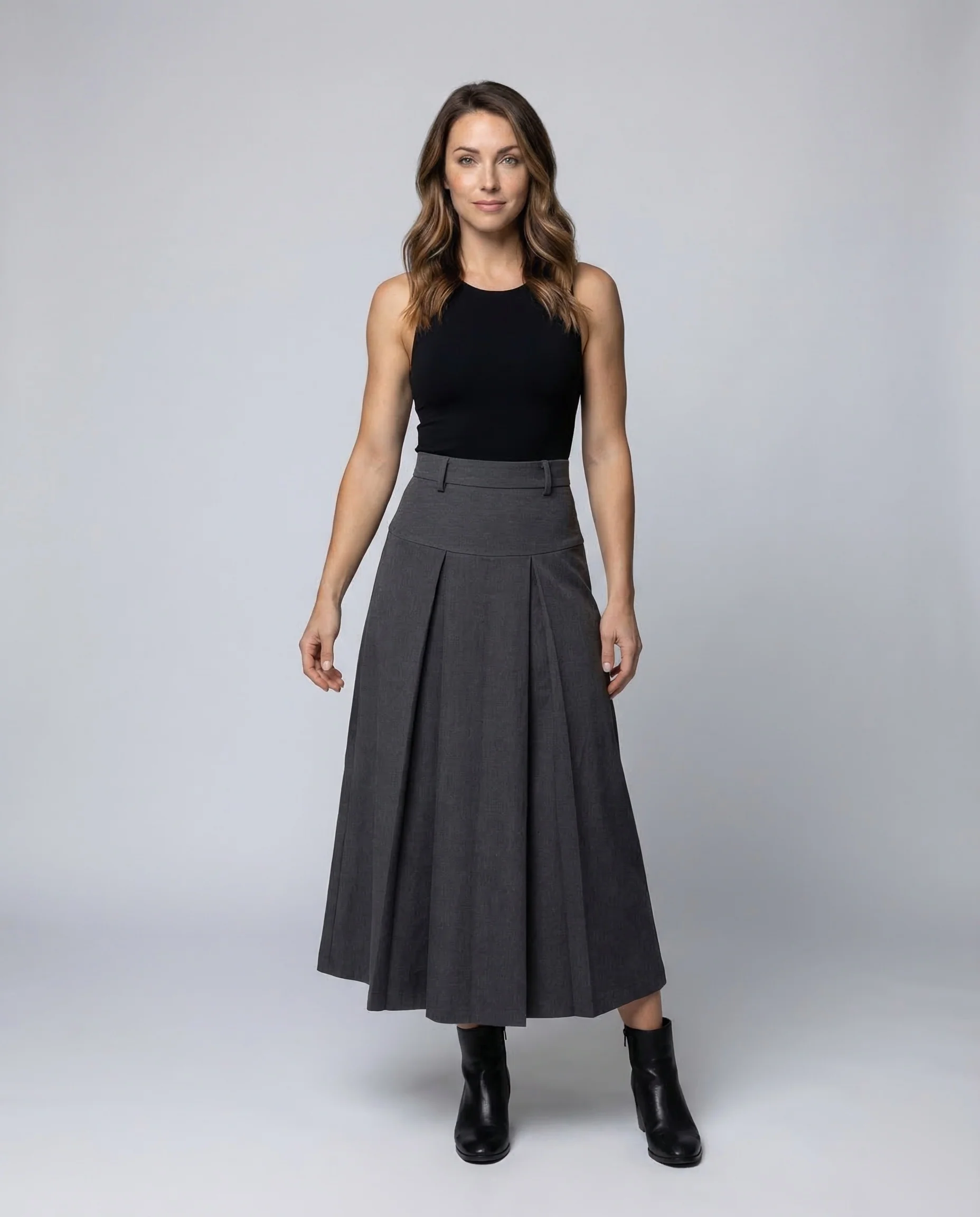 Damen Plisseerock Maxi Kellerfalten