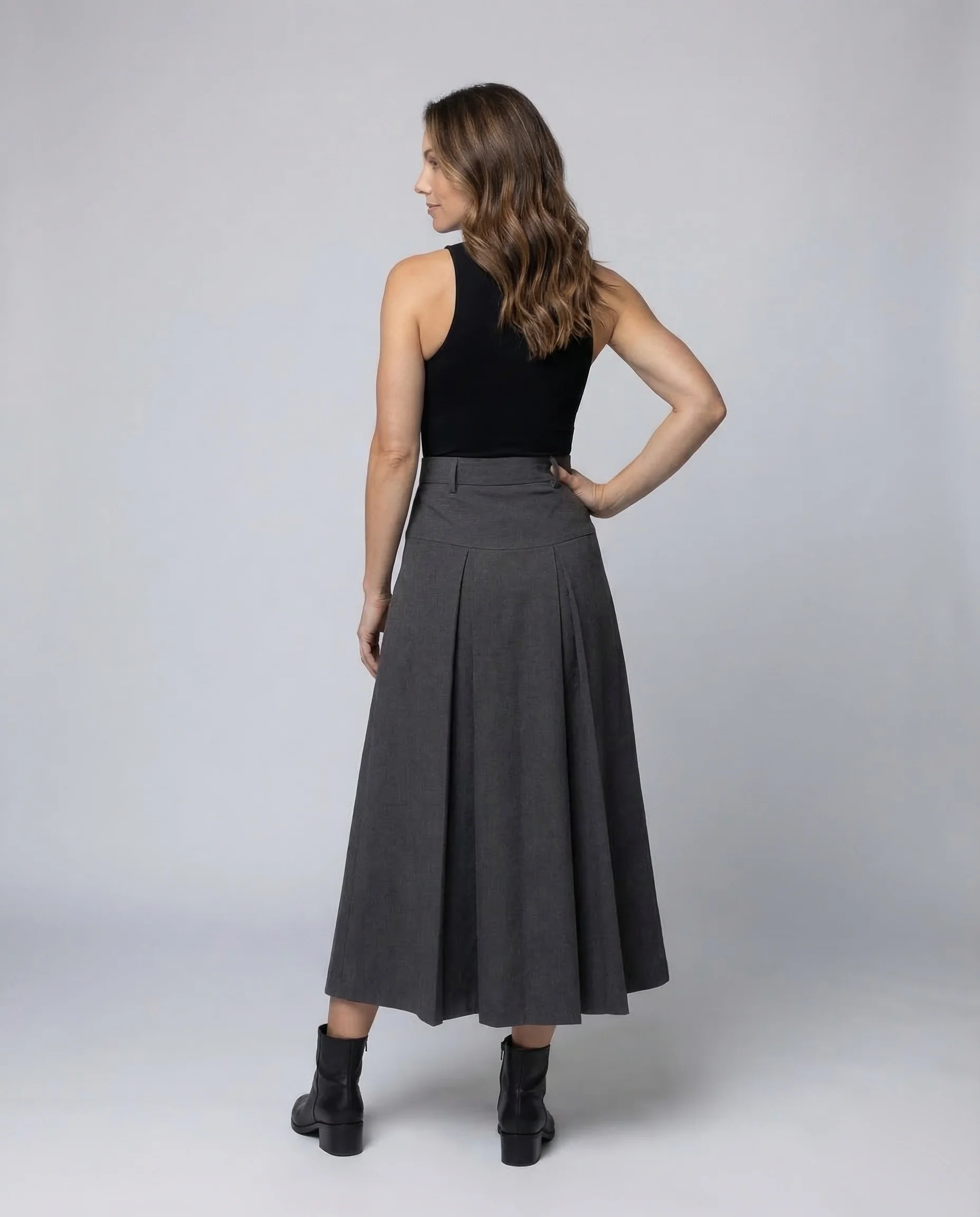Damen Plisseerock Maxi Kellerfalten - Image 4