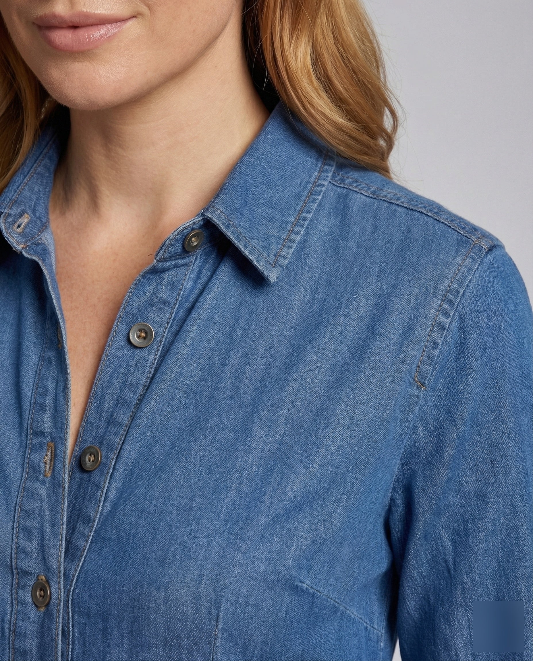 Damen Jeans Hemdblusenkleid Lang - Image 3