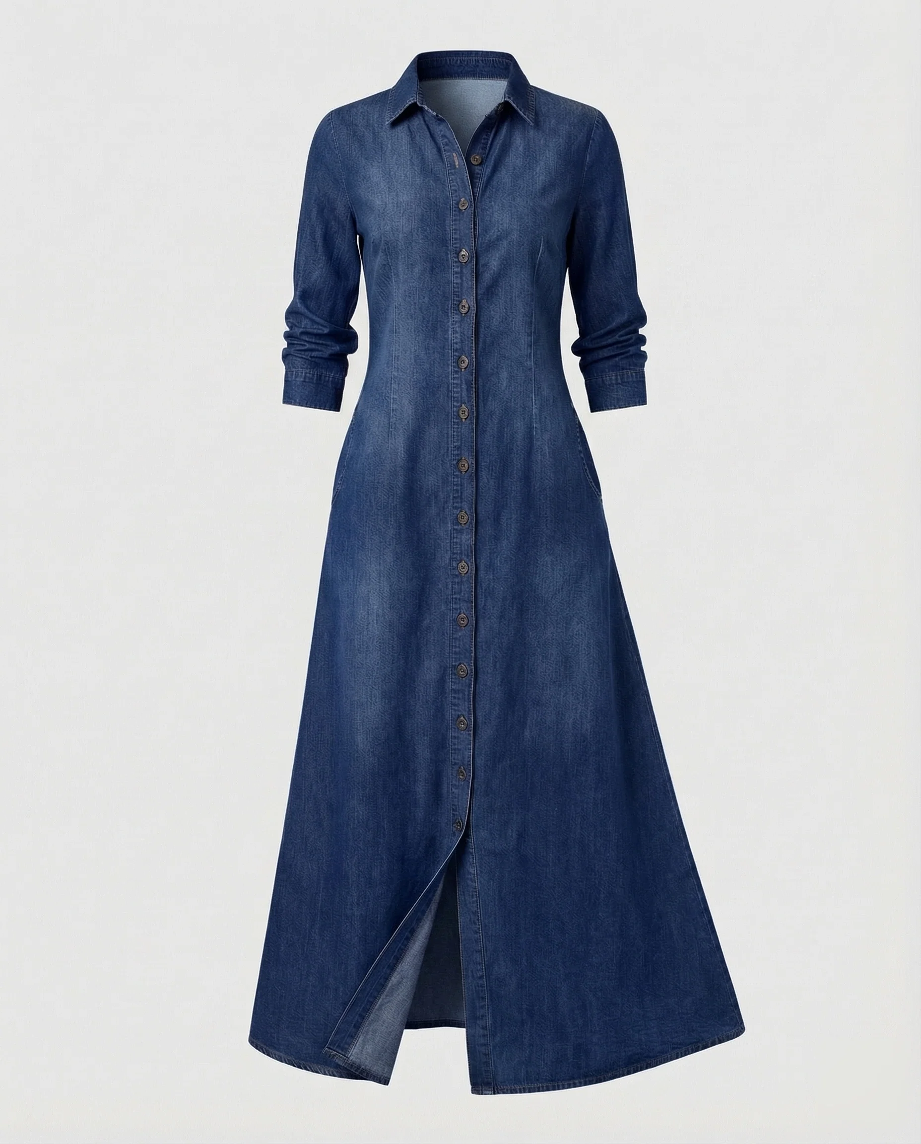 Damen Jeans Hemdblusenkleid Lang - Image 6