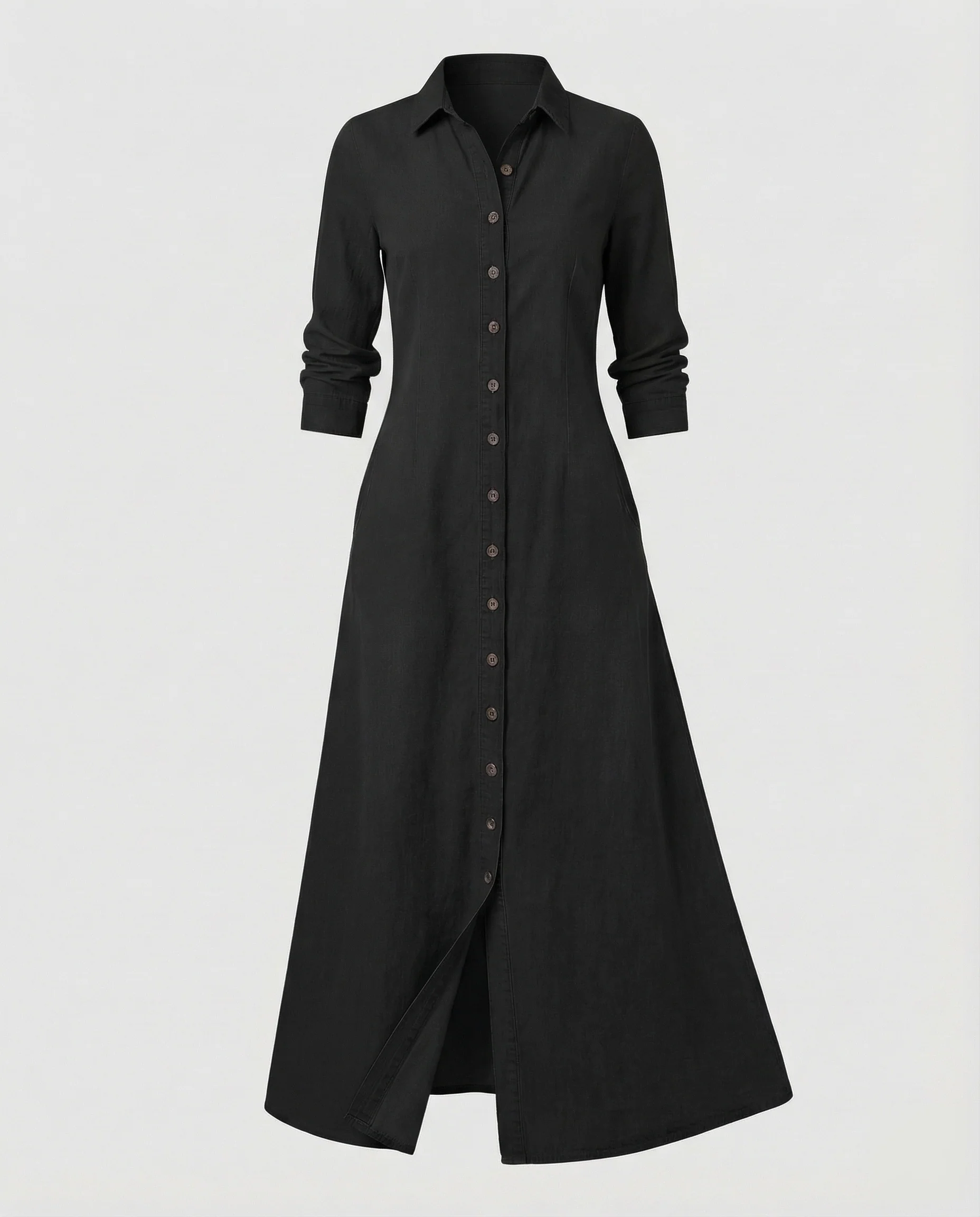Damen Jeans Hemdblusenkleid Lang - Image 7
