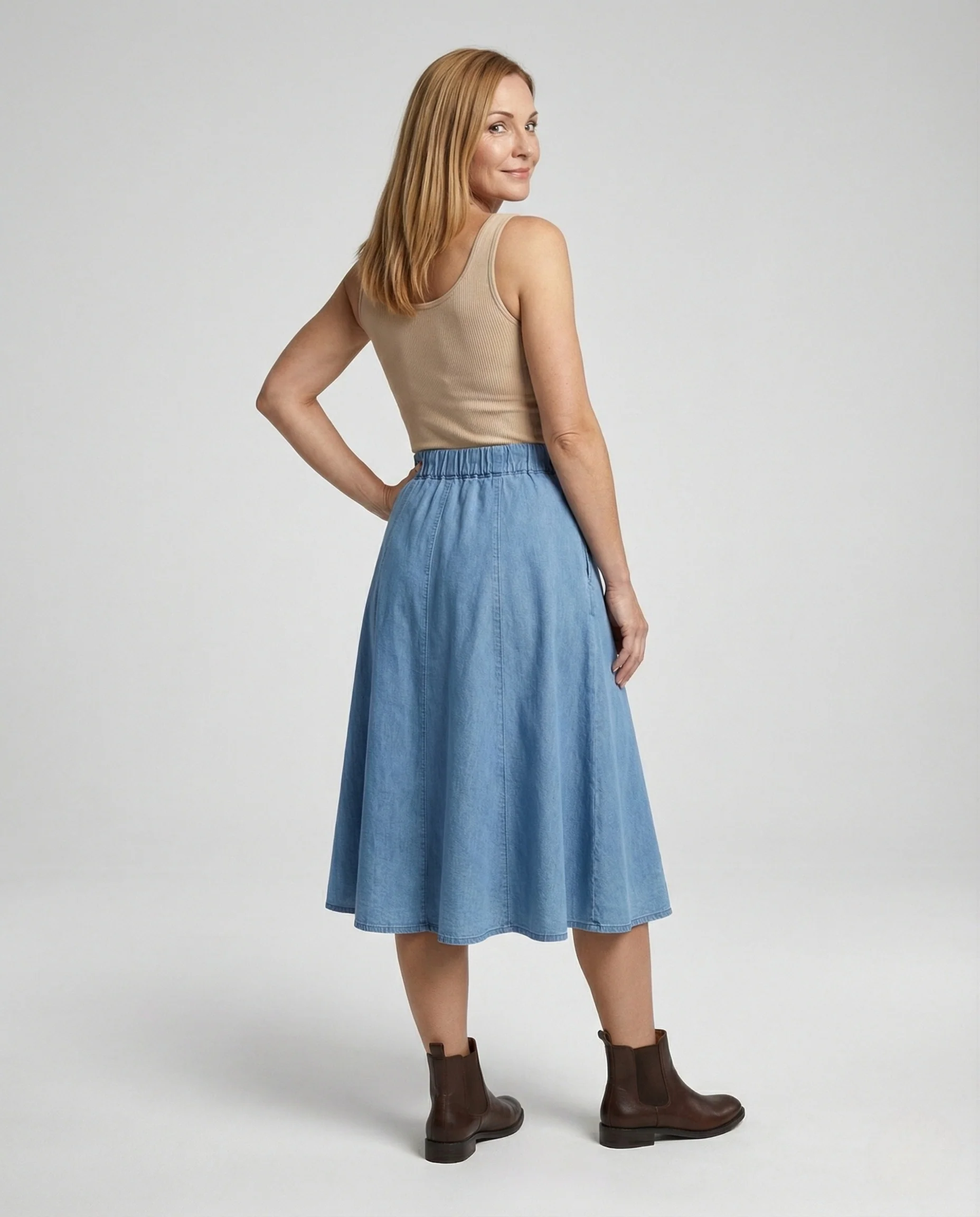 Midirock Damen A-Linie Jeans - Image 4