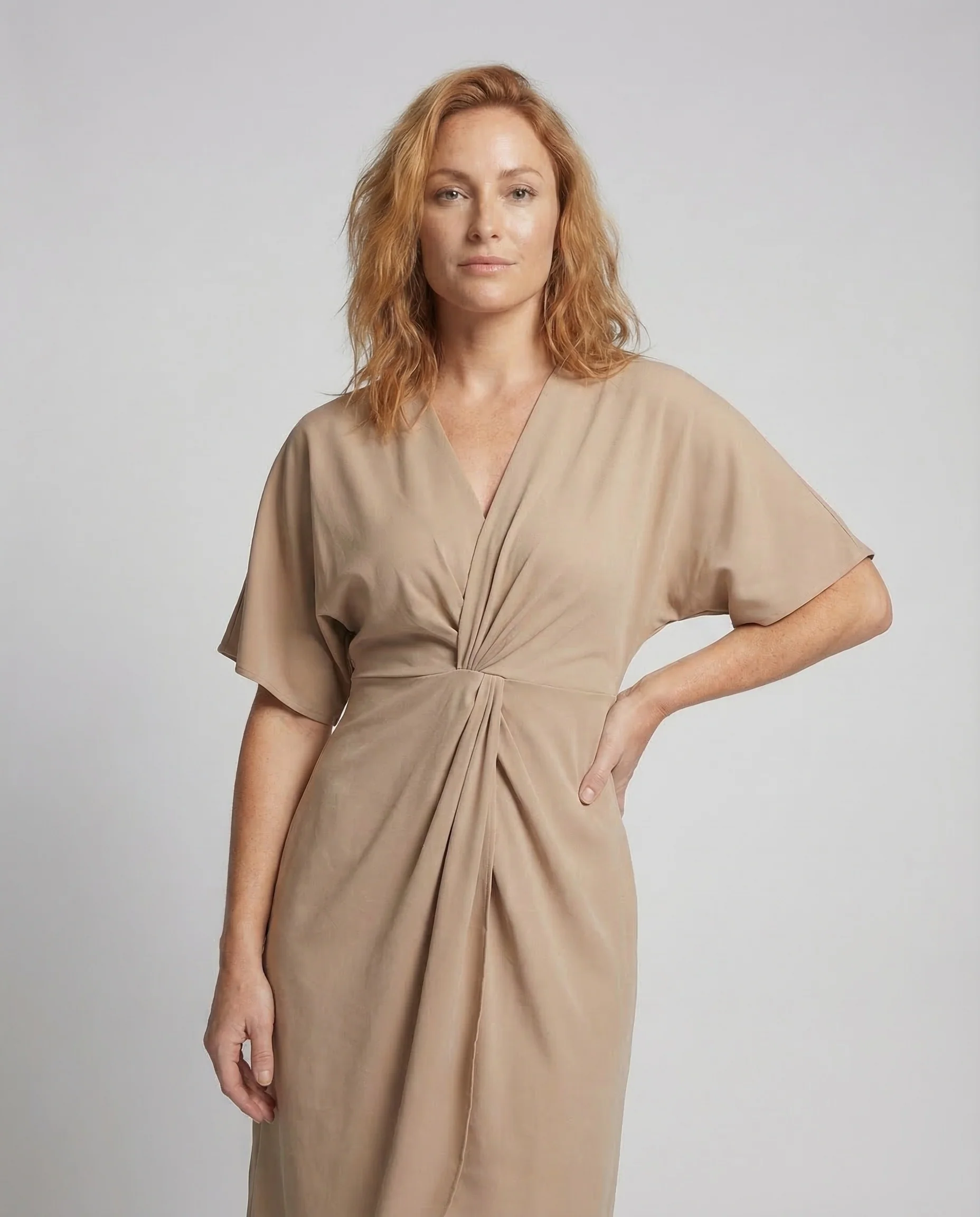 Damen Wickel Midikleid Kimono - Image 2