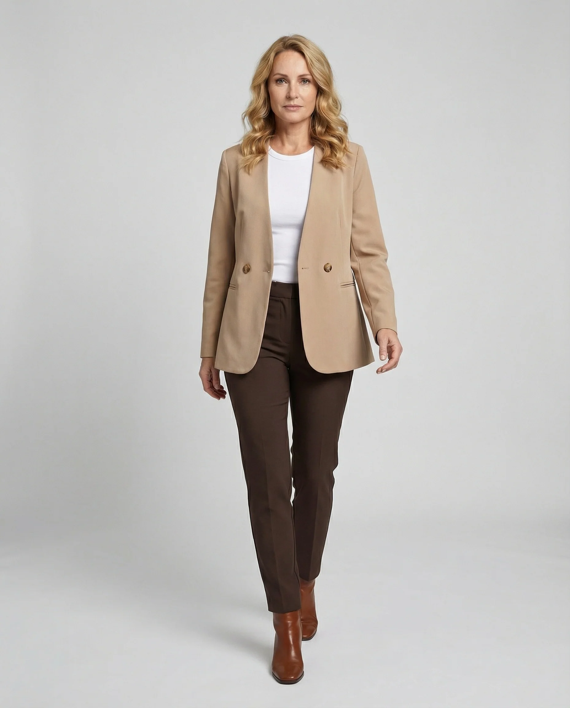 Damen Blazer tailliert kragenlos Business