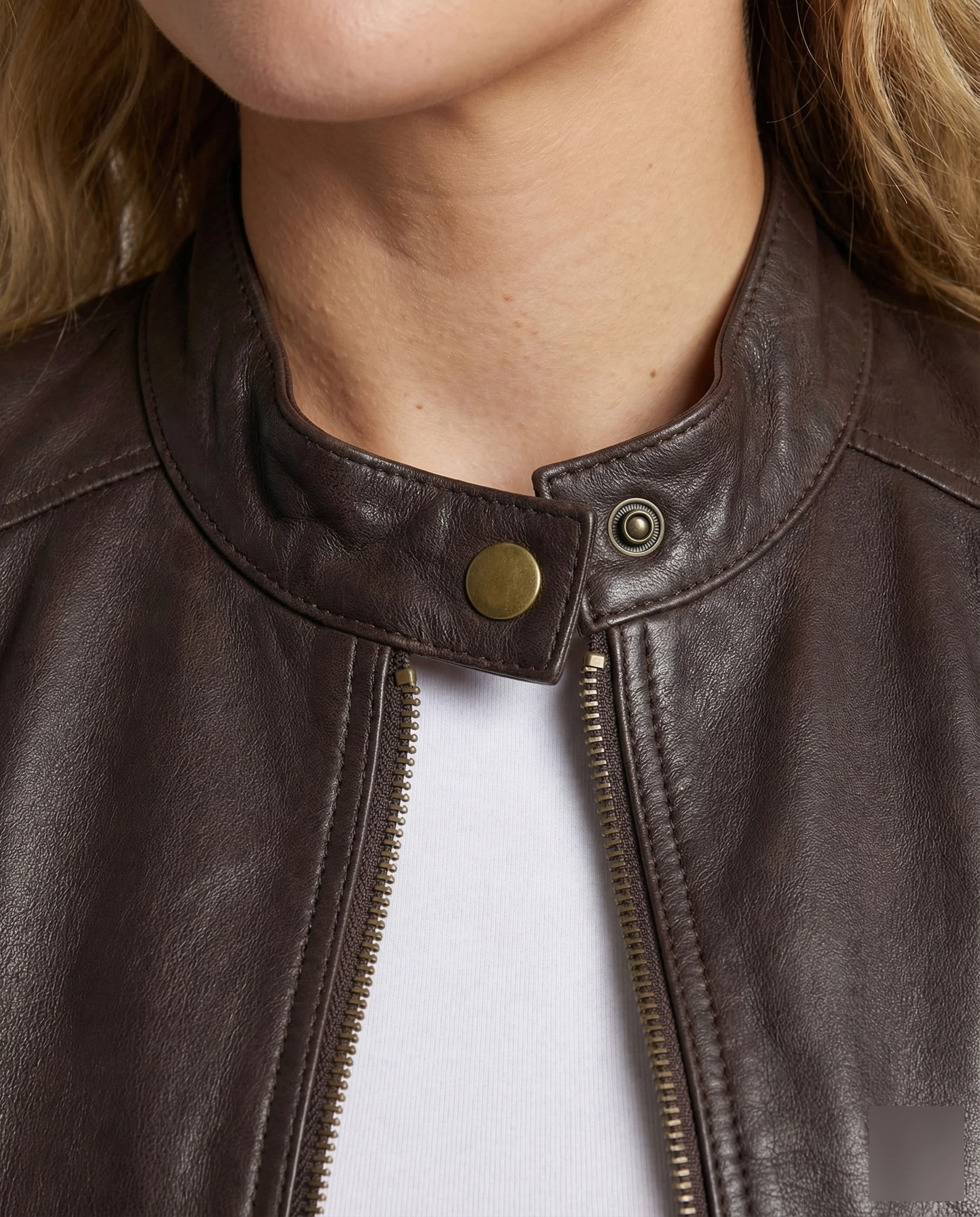 Damen Kunstleder Bikerjacke Kurz - Image 3