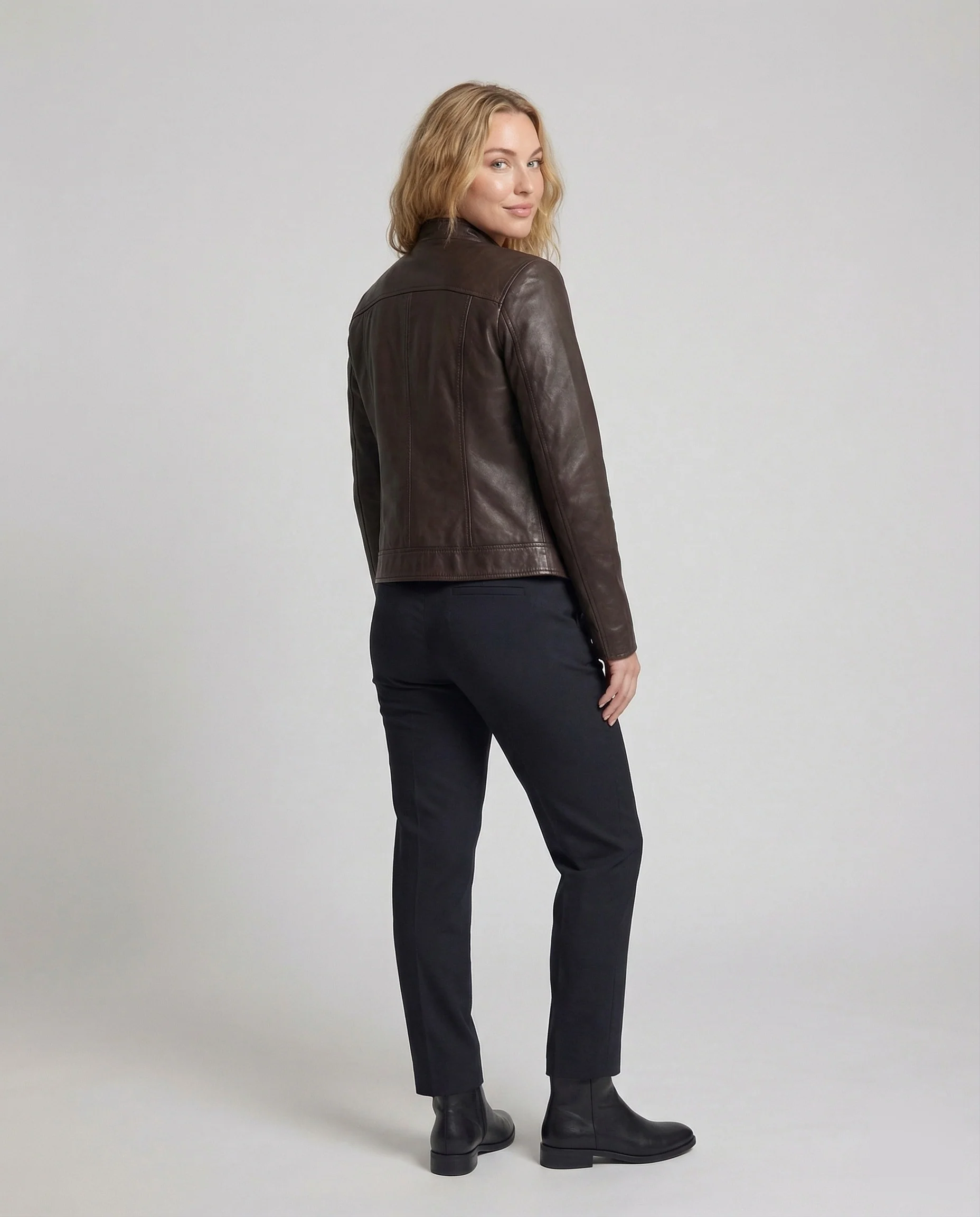 Damen Kunstleder Bikerjacke Kurz - Image 4
