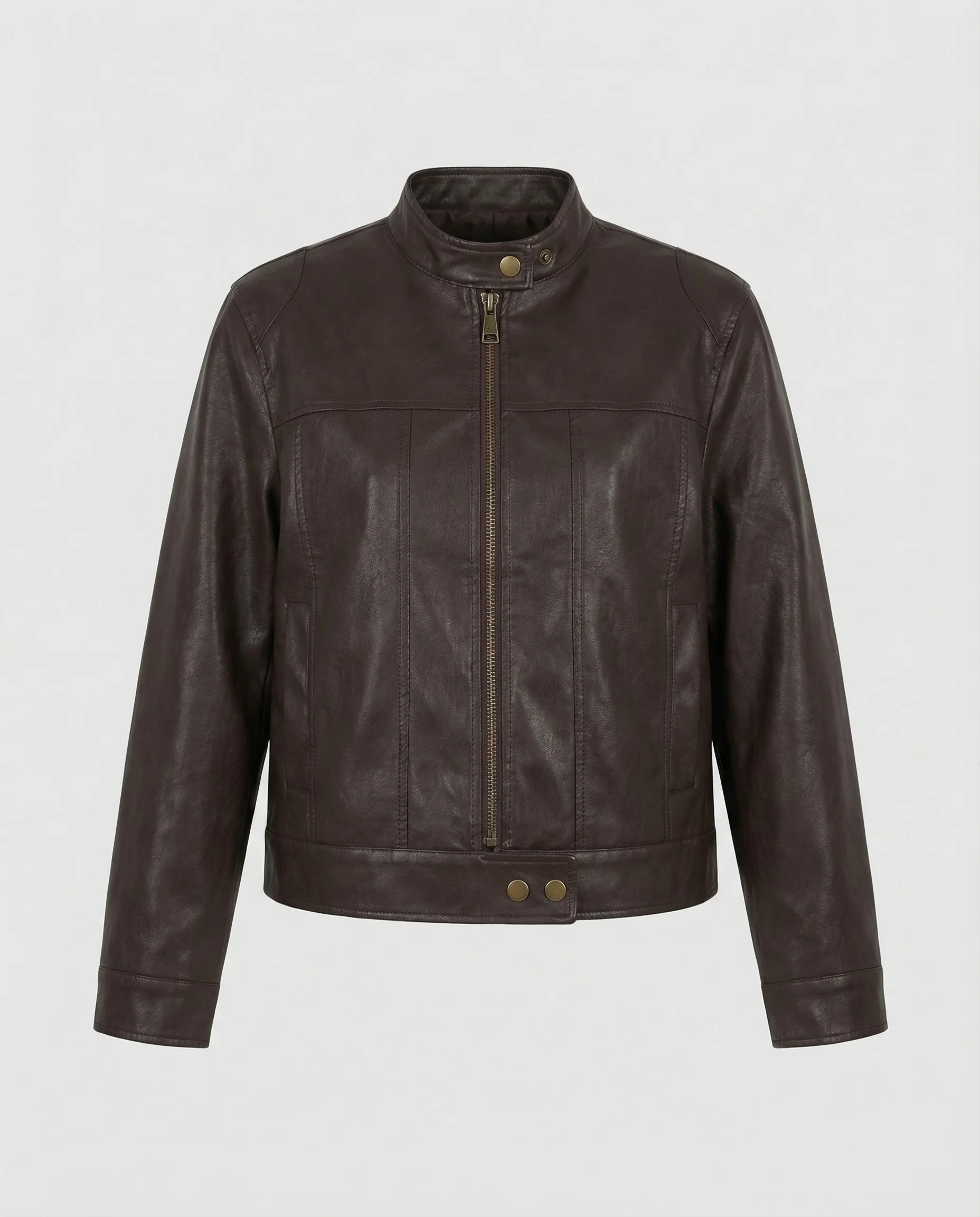 Damen Kunstleder Bikerjacke Kurz - Image 5
