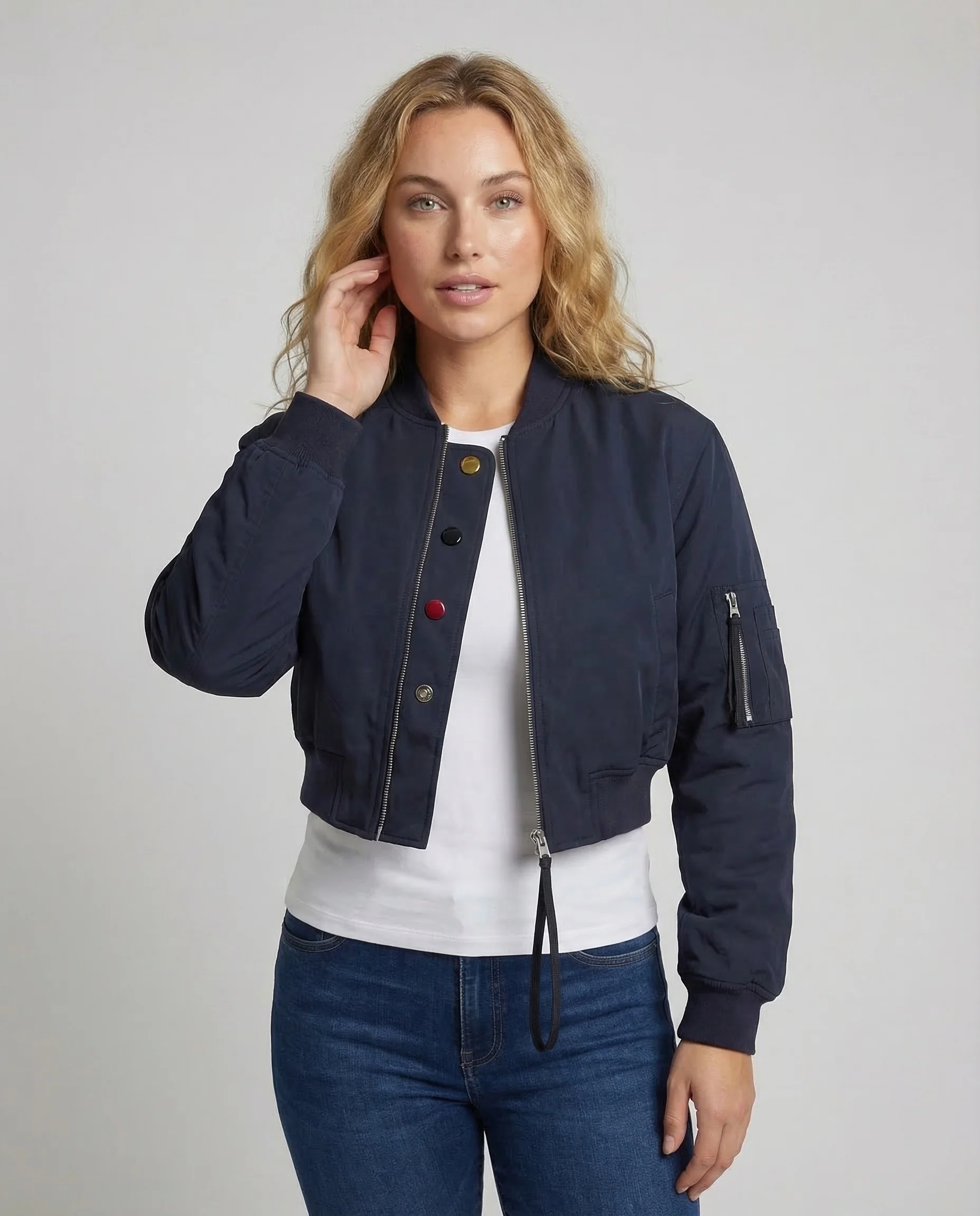Damen Bomberjacke Kurz Reißverschluss - Image 2