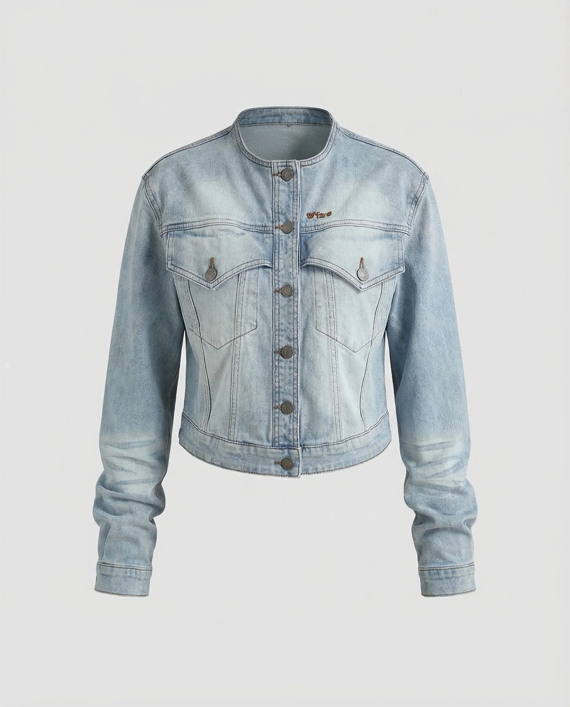 Damen Denimjacke Cropped Stehkragen - Image 4