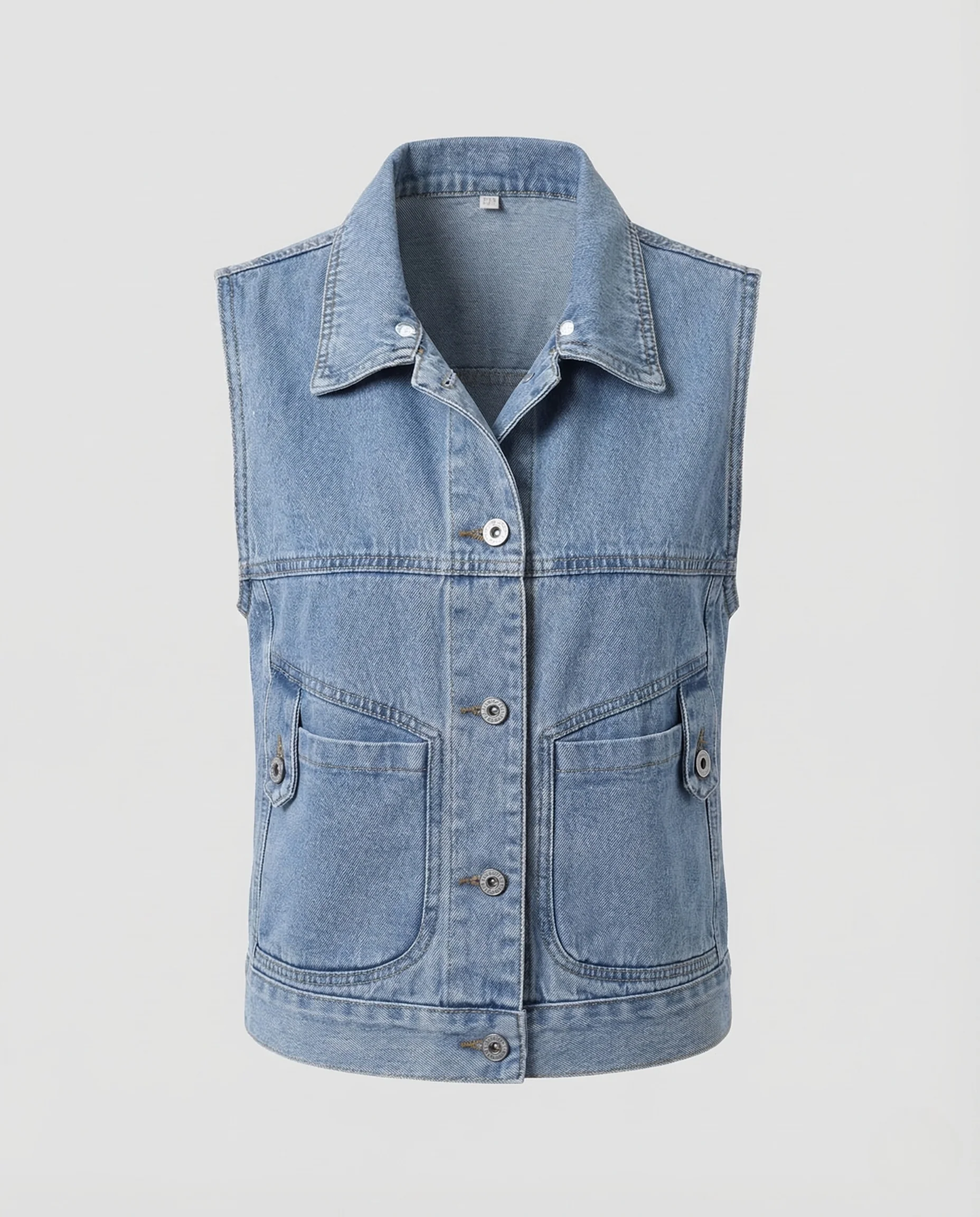 Damen Jeansweste Kurz Pattentaschen - Image 5