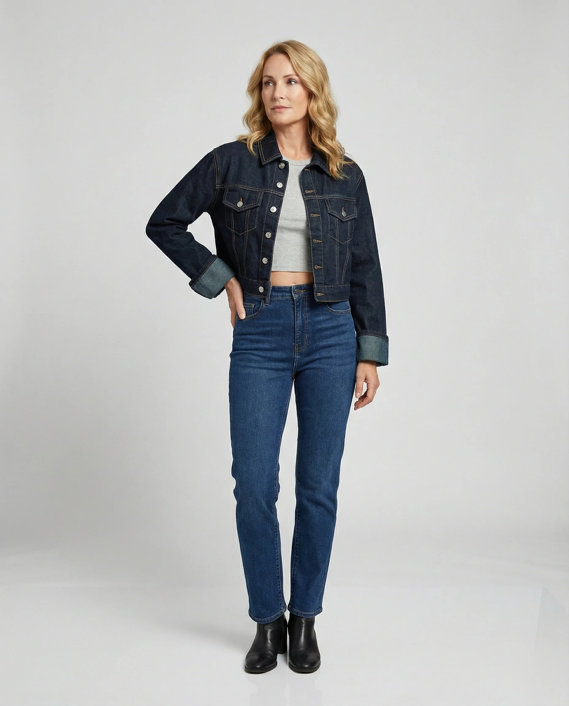Damen Jeansjacke kurz kastig - Image 2