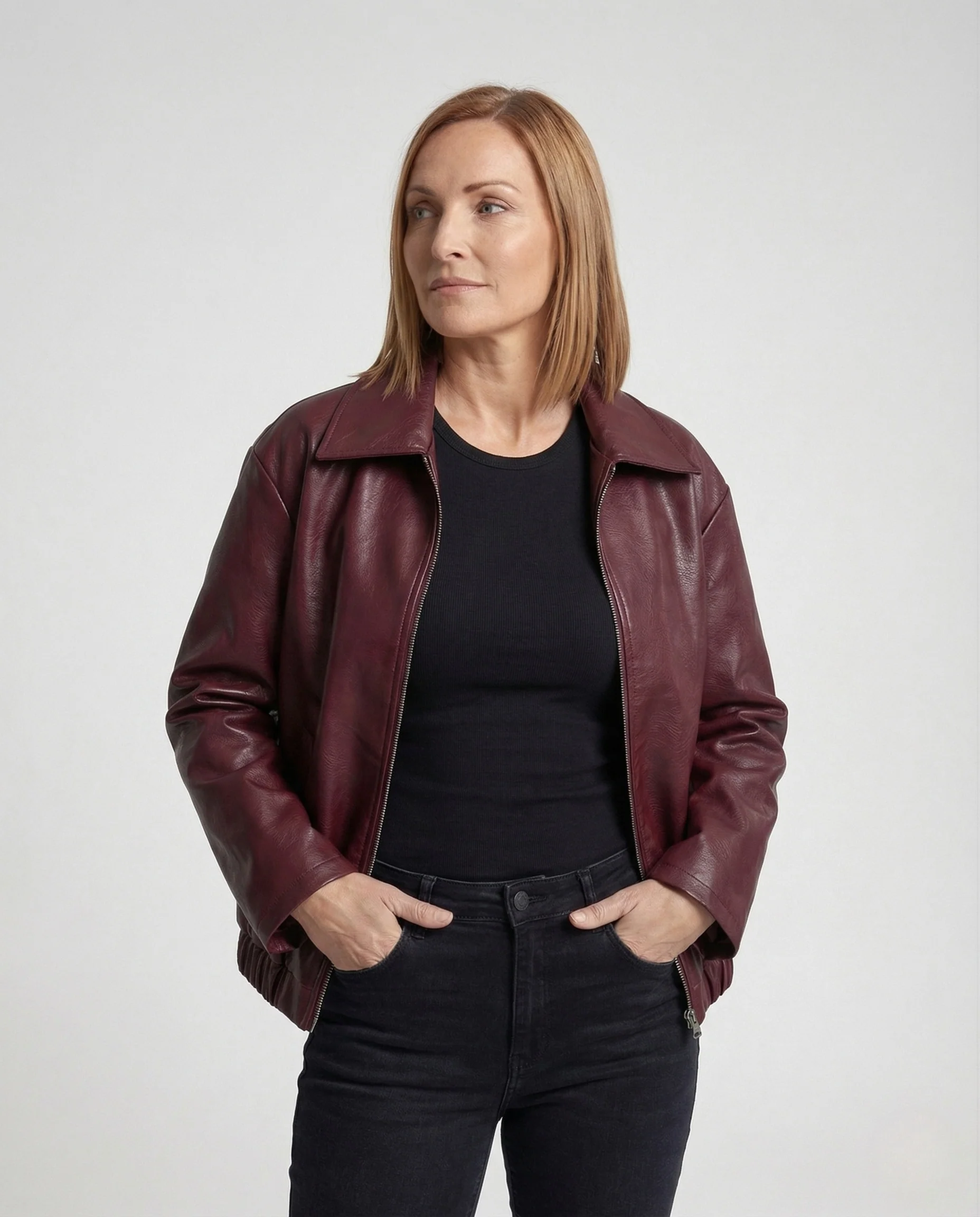 Damen Kunstleder Kurzjacke - Image 2