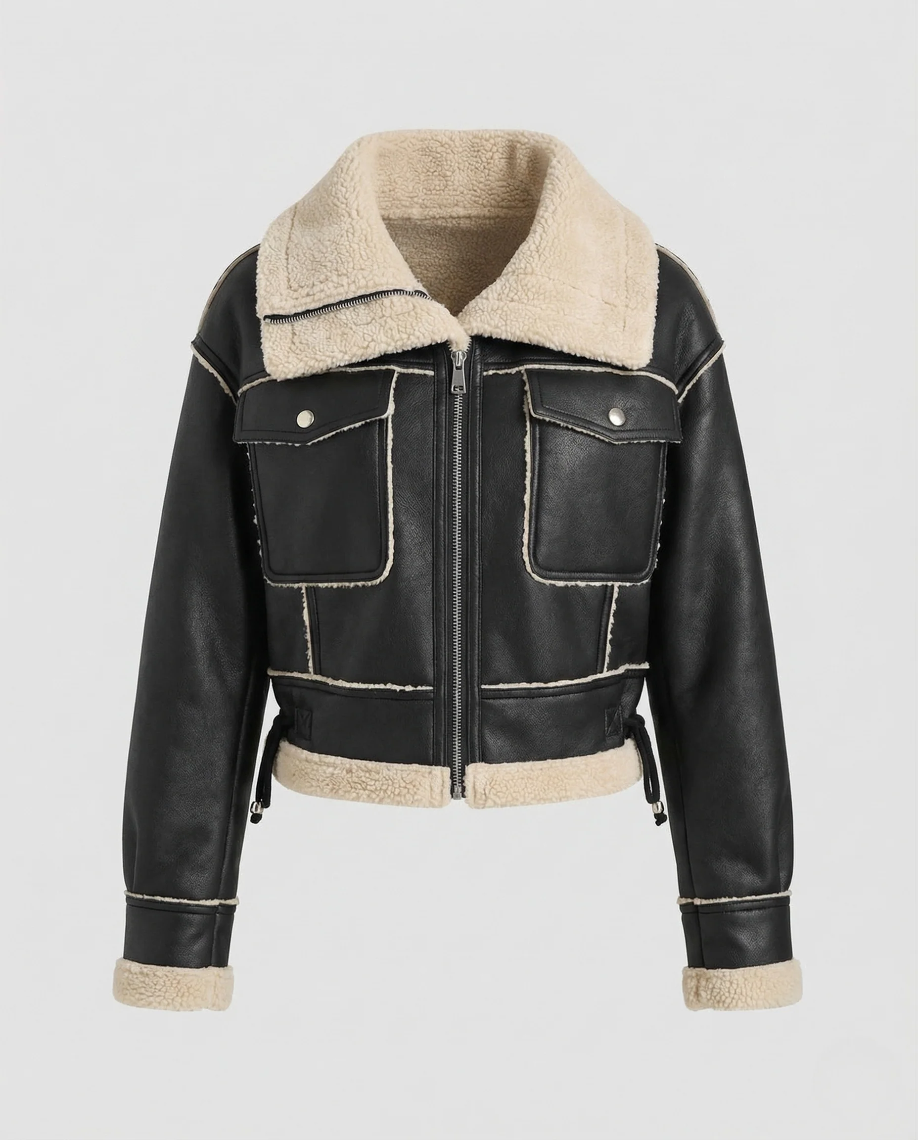 Damen Kunstlederjacke mit Teddyfutter - Image 5