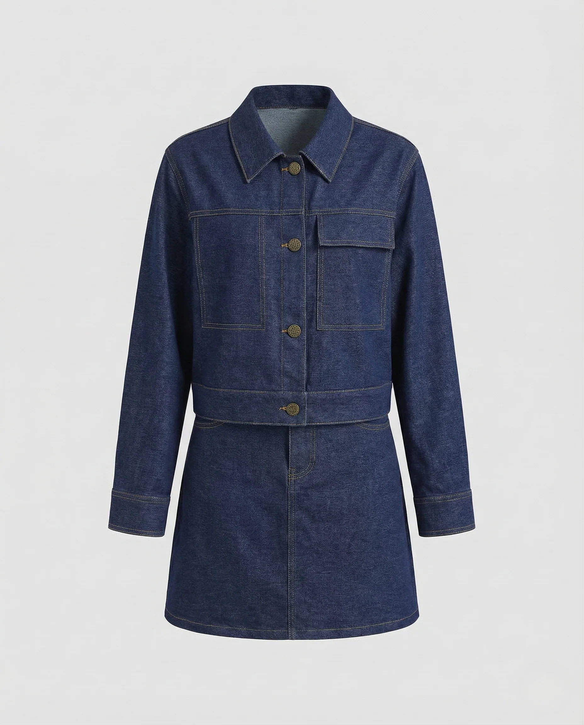 Damen Jeans Set Oversize Jacke A Linie Rock - Image 4
