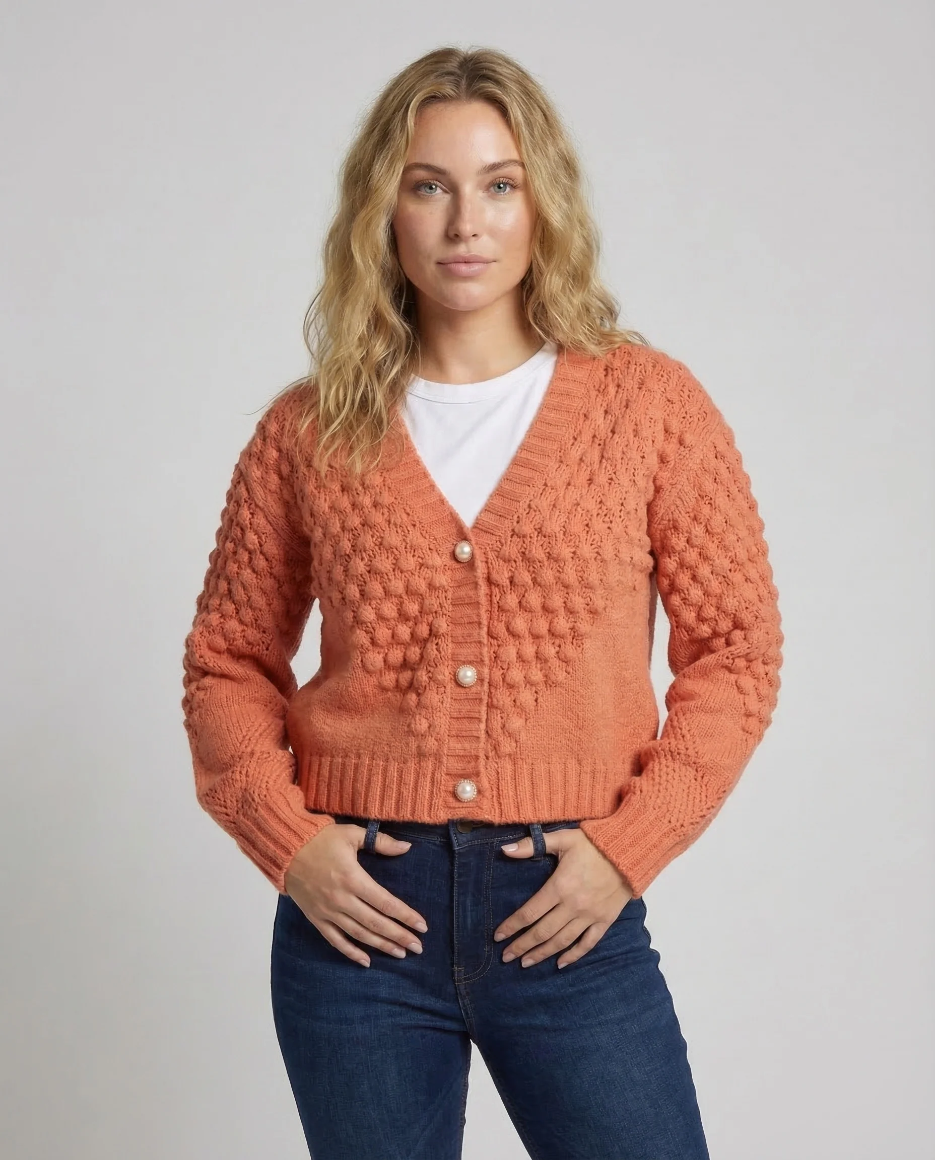 Damen Strickjacke Kurz Zopf - Image 2