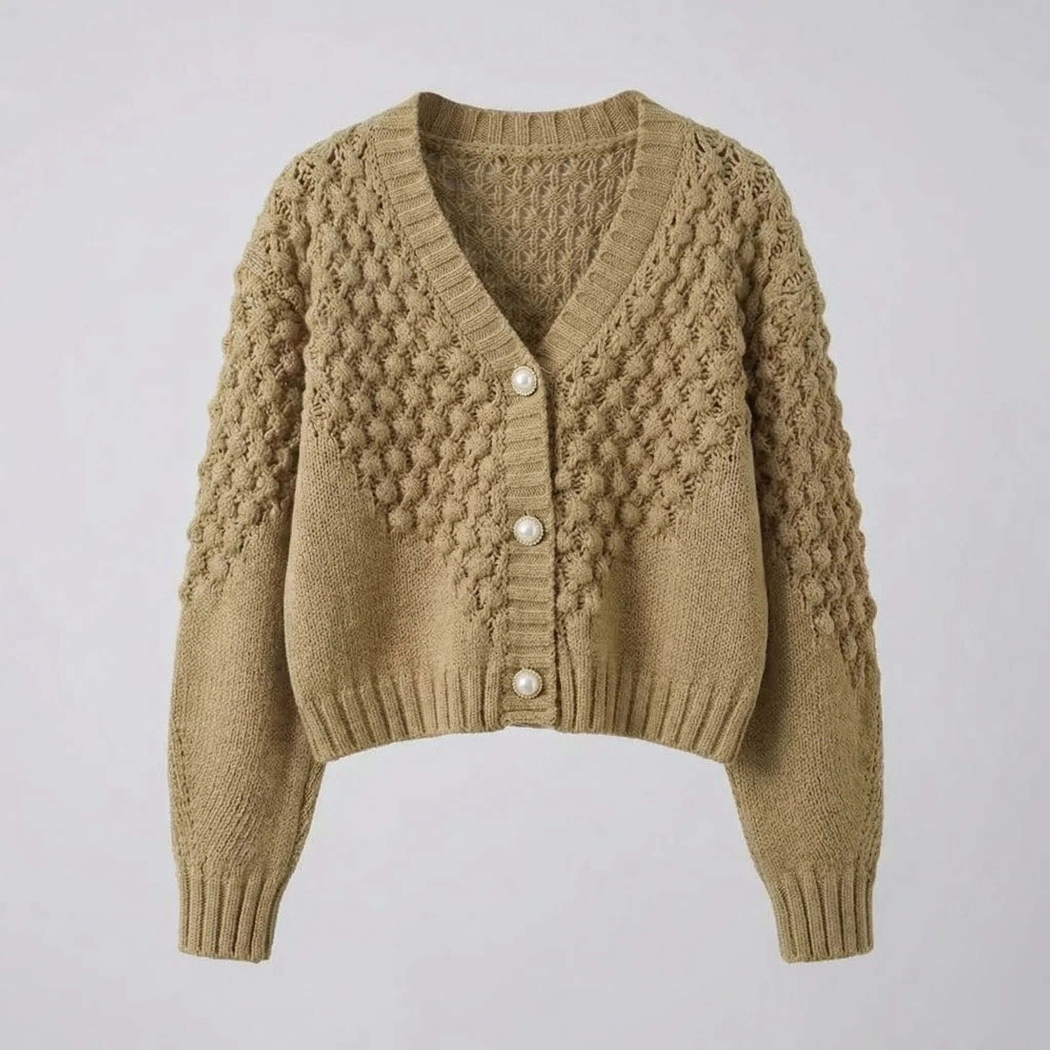 Damen Strickjacke Kurz Zopf - Image 5