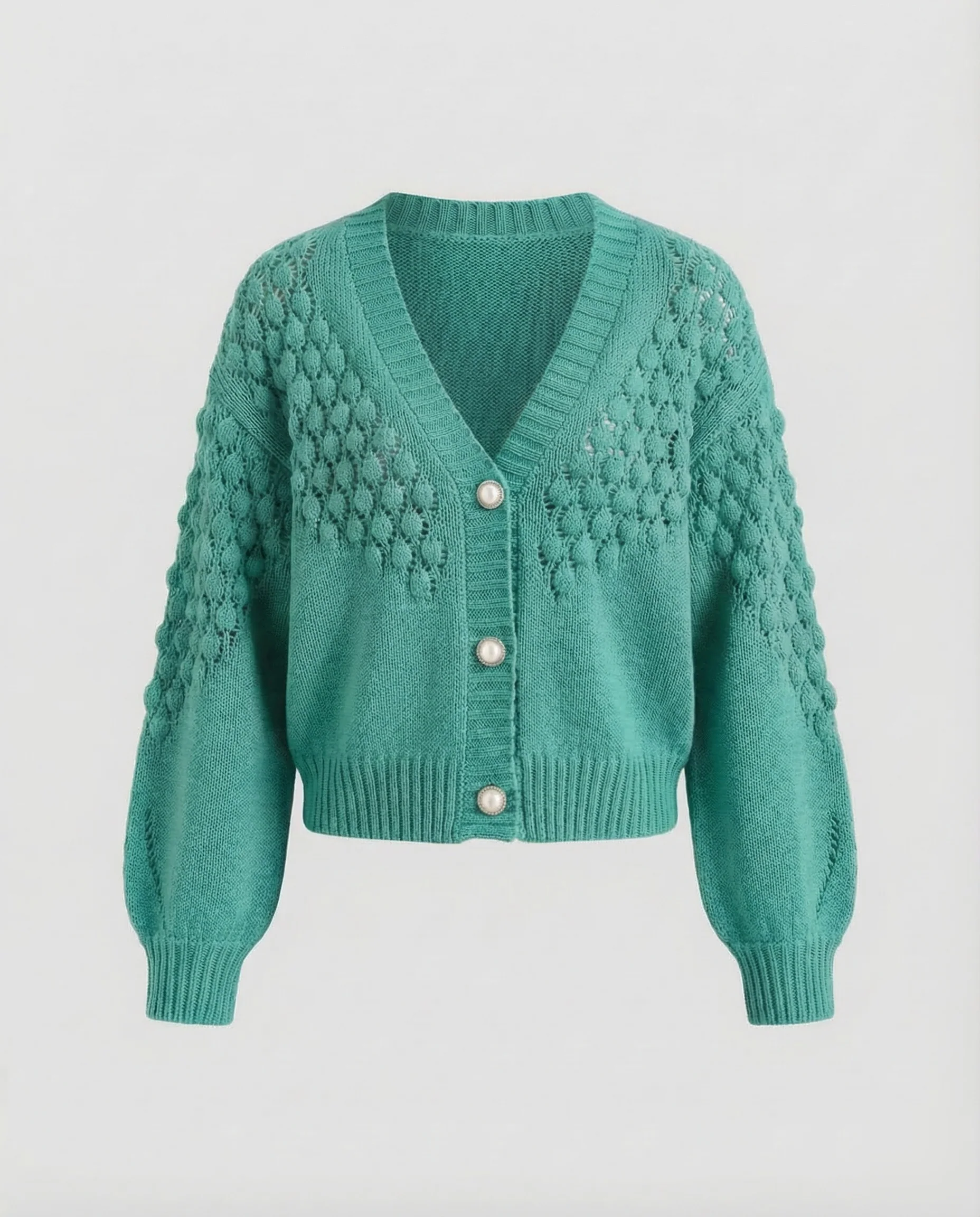 Damen Strickjacke Kurz Zopf - Image 8